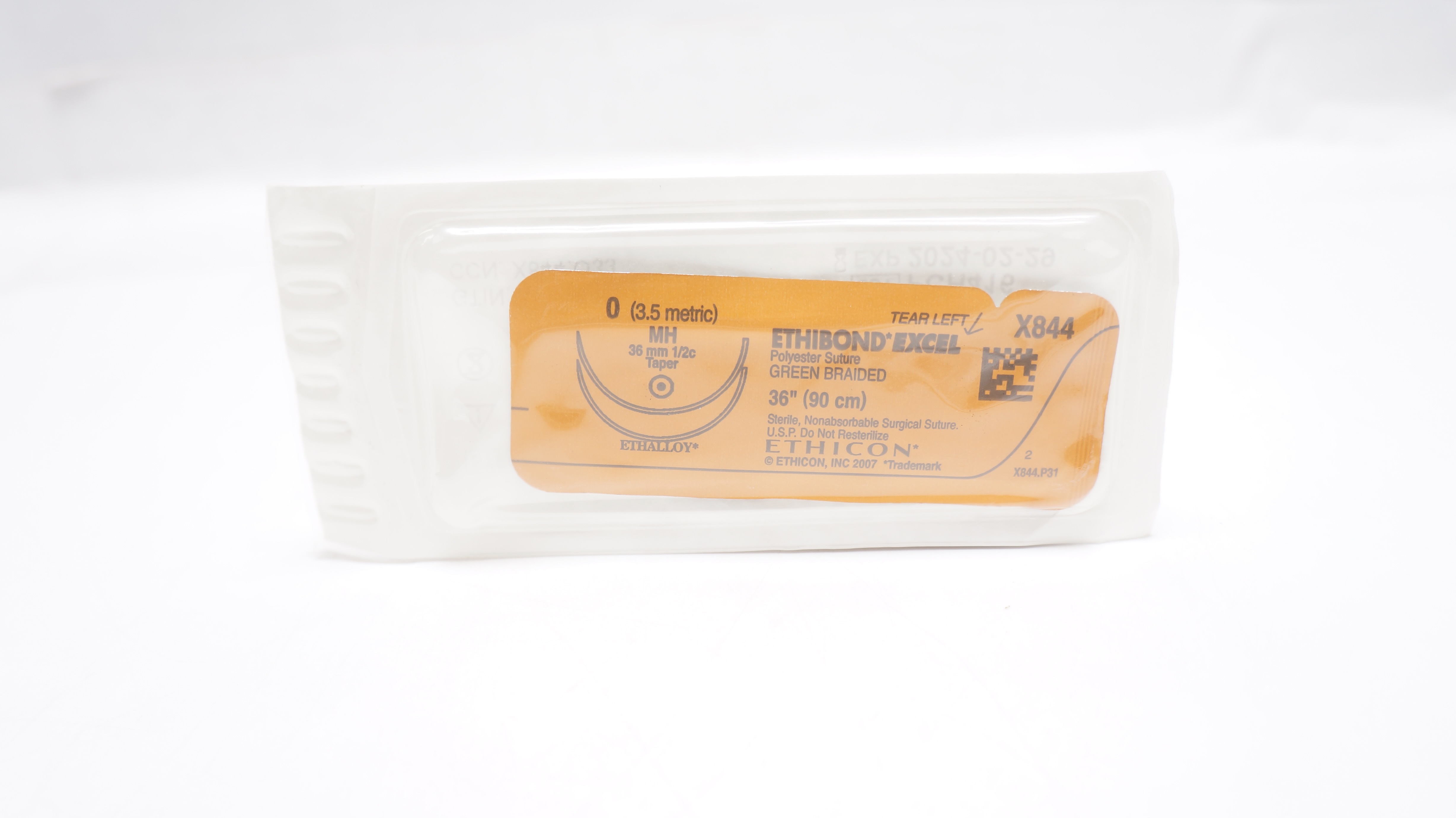 Ethicon X844 0 ETHIBOND EXCEL Polyester Stre MH, 36mm 1/2c Taper, 36inch (x)