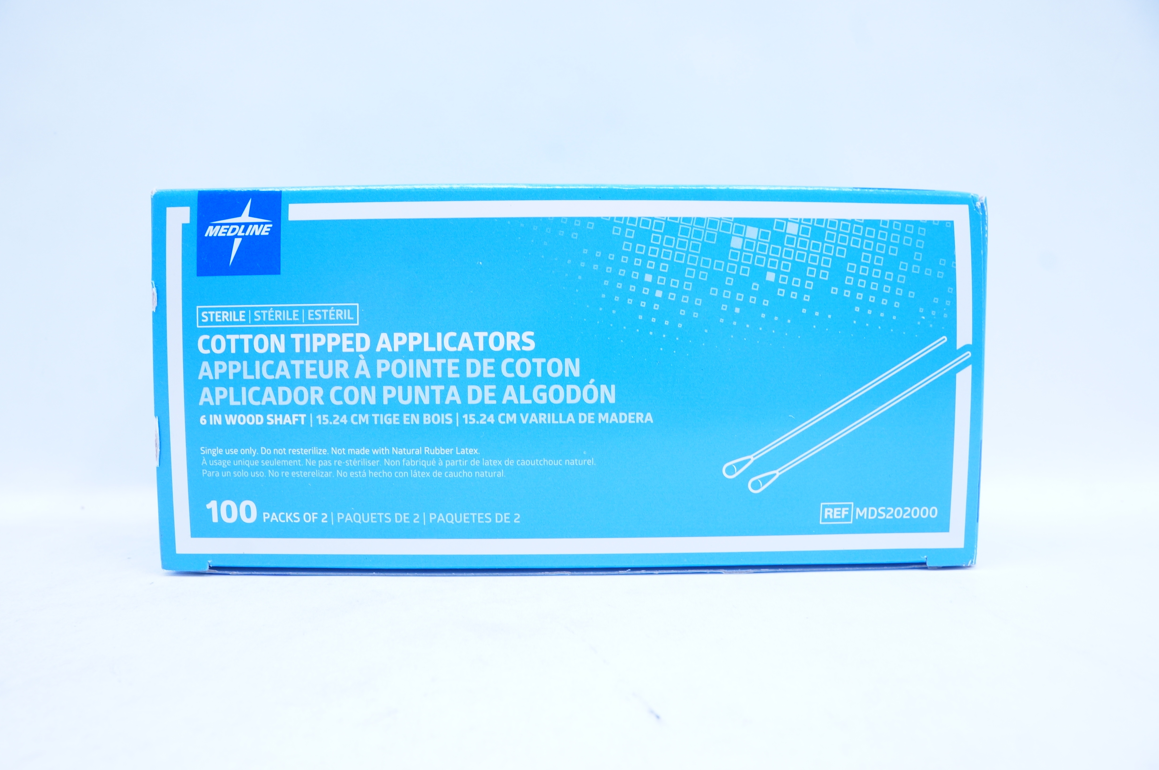 Medline MDS202000 Cotton Tipped Applicators 6 inch Wood Shaft - Box of 100 packs of 2