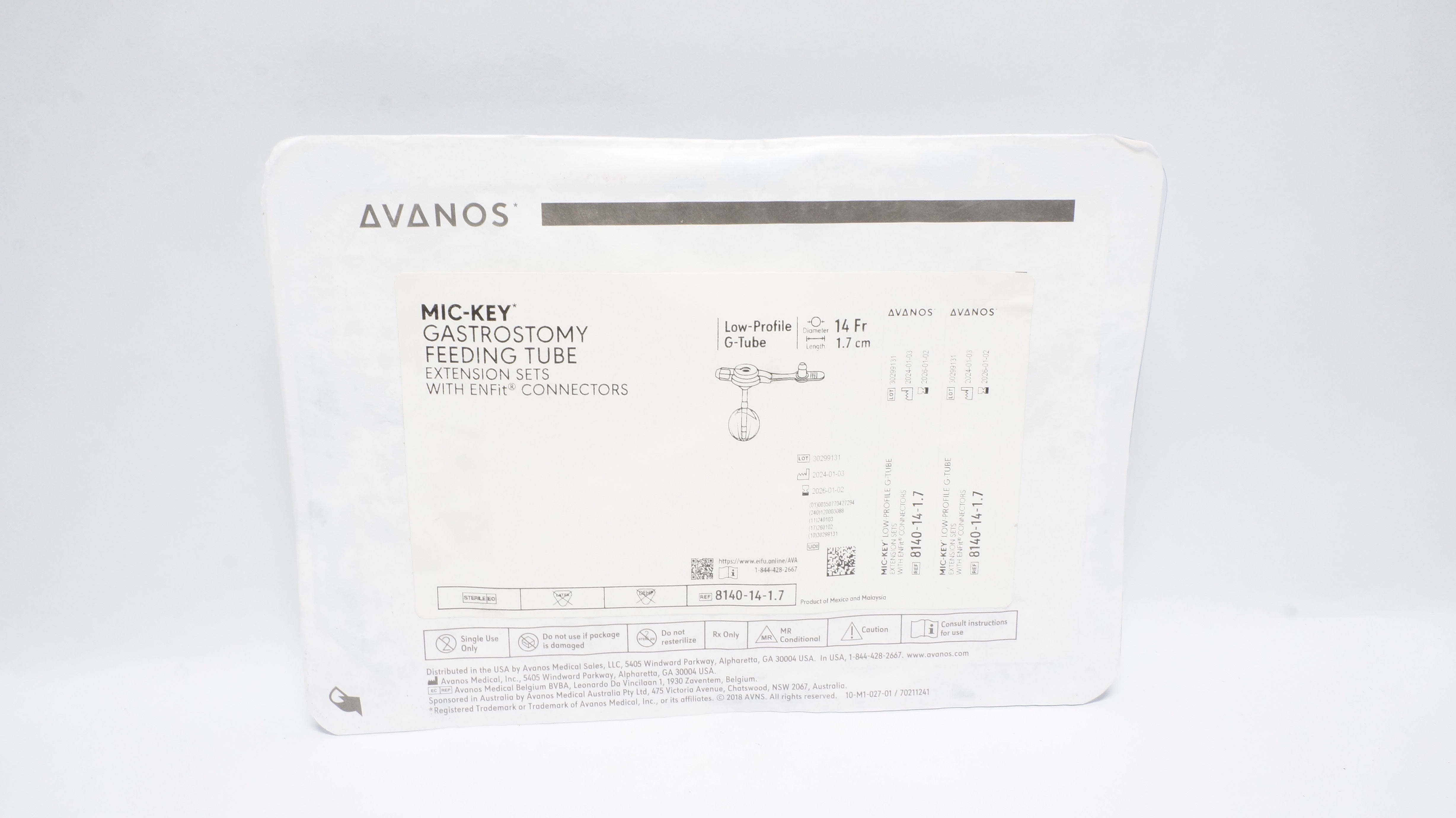 Avanos 8140-14-1.7 Mic-Key Gastrostomy Feeding Tube Extension Set 14Fr x 1.7cm