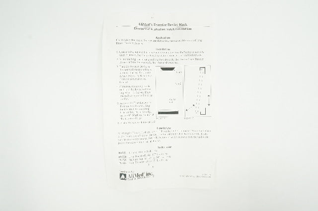 AliMed 9-721 Transfer Device Rack, Application