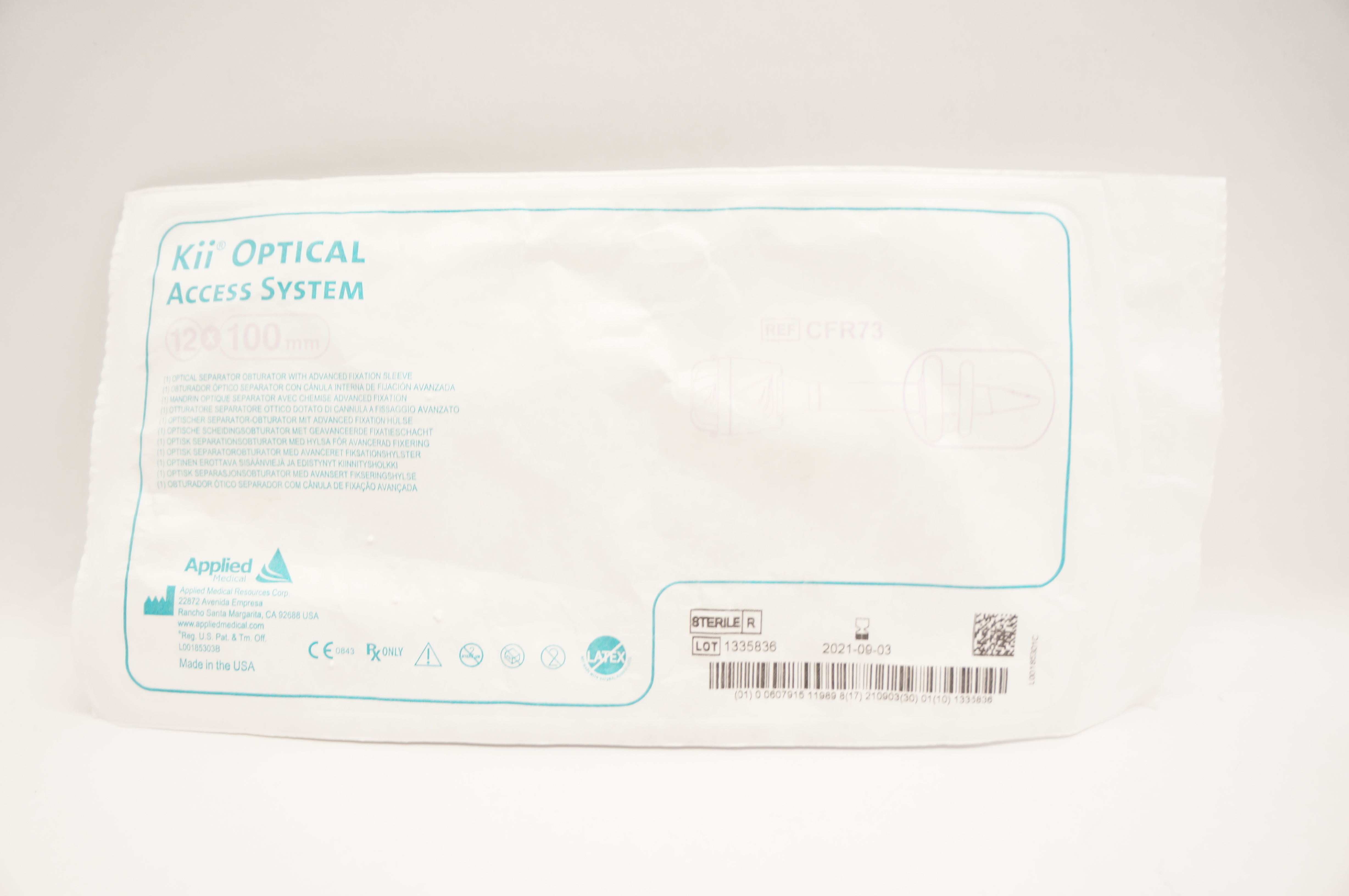 Applied Medical CFR73 Kii Optical Separator Obturator 12mm x 100mm (x)