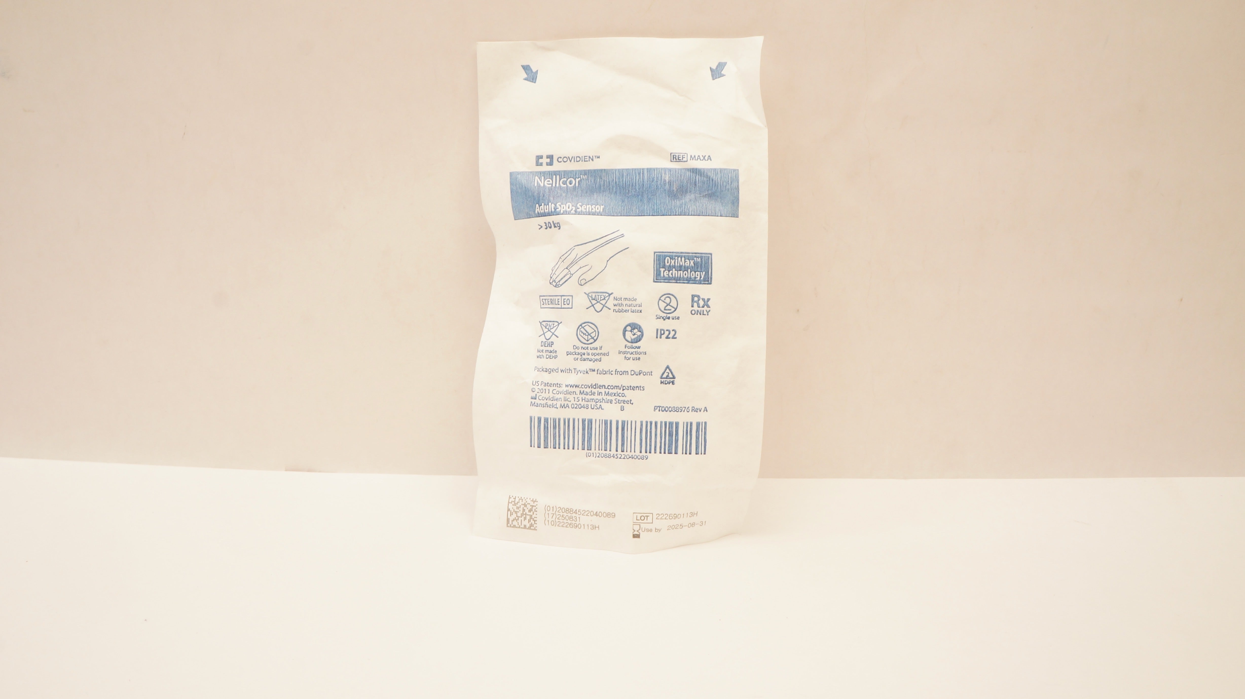 Covidien MAXA Nellcor Adult SpO2 Sensor > 30kg