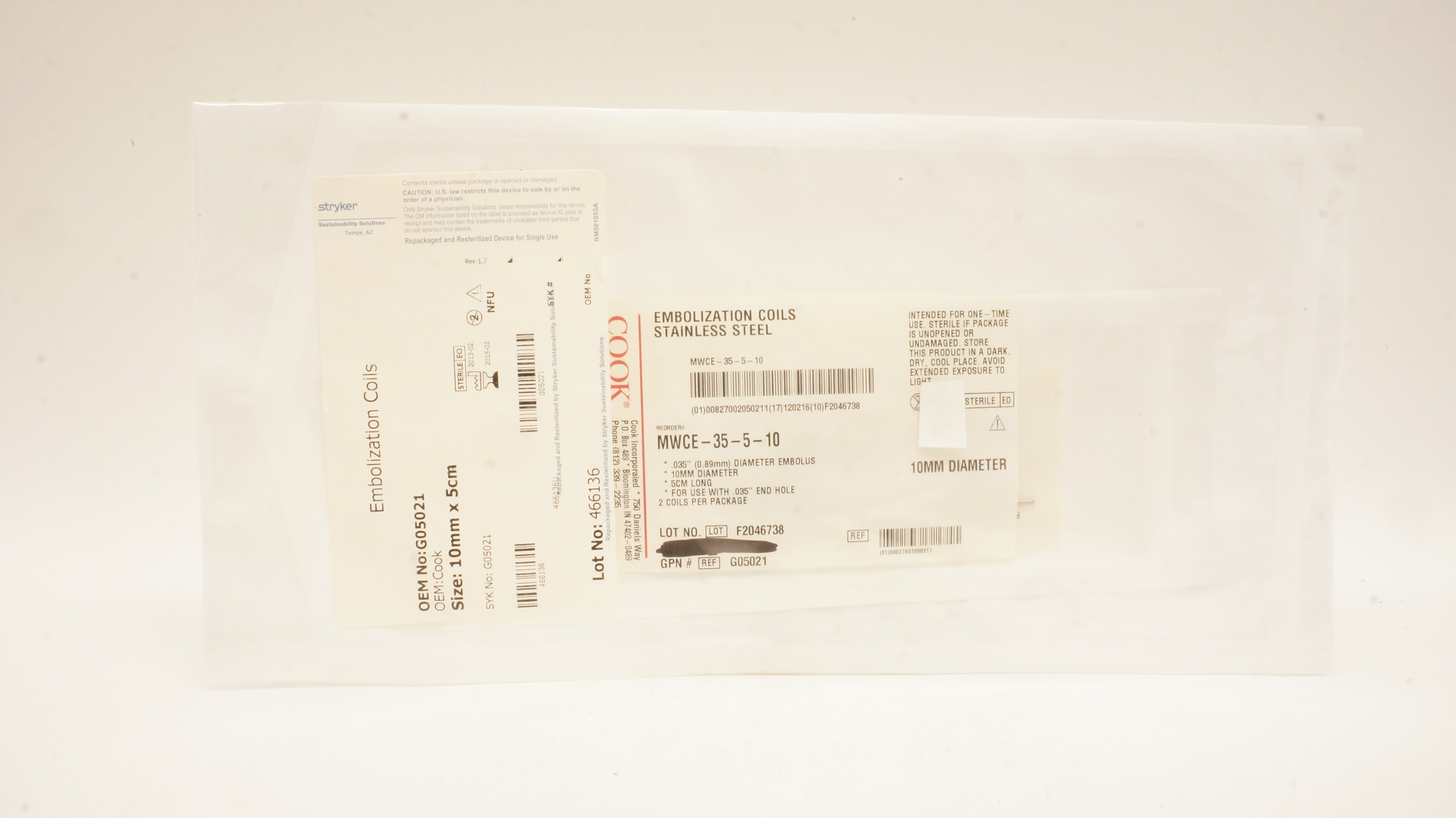 Cook Medical G05021 Embolization Coils Stainless Steel 10mm (x)