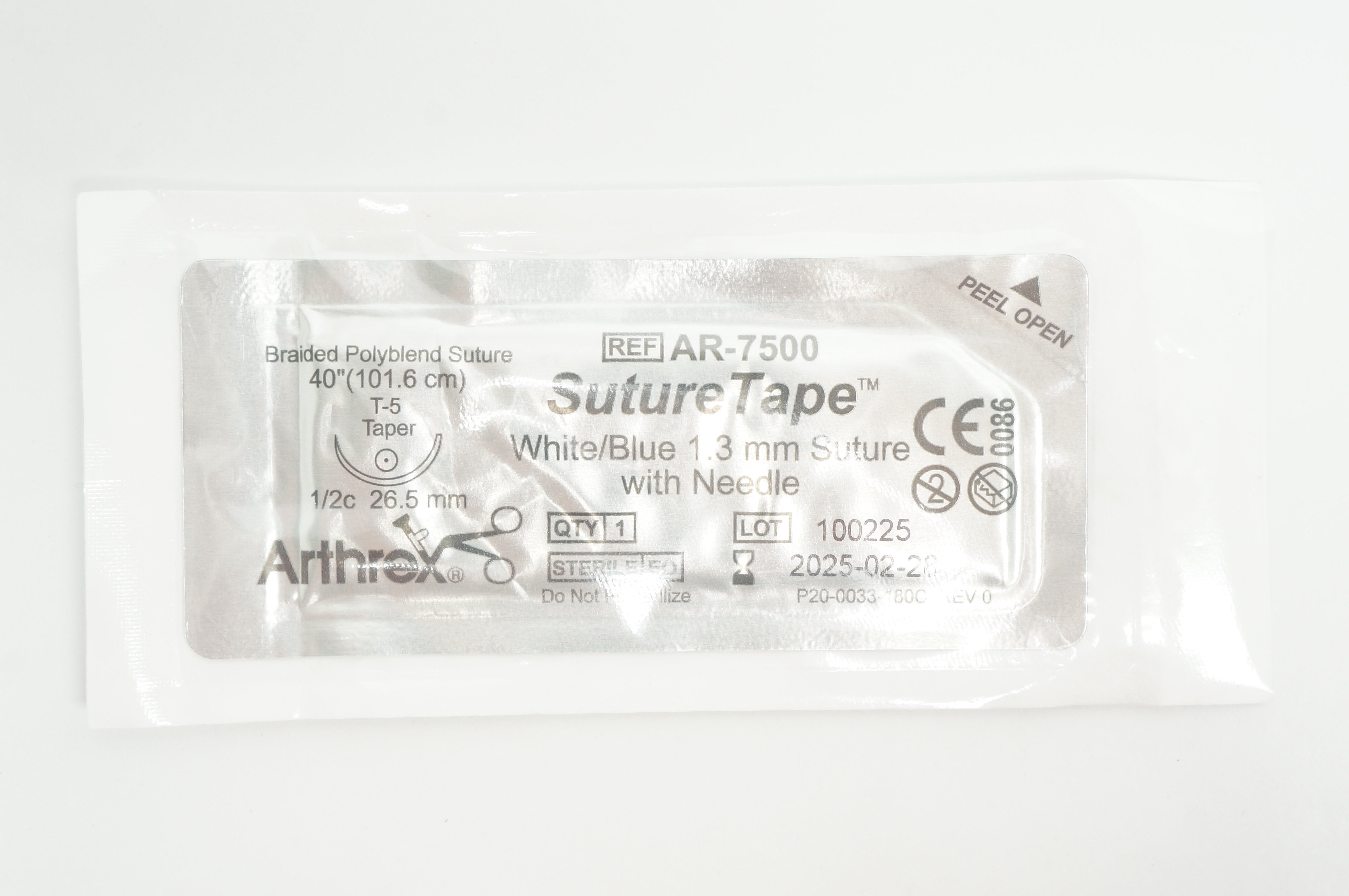 Arthrex AR-7500 STRETAPE T-5 Braided Polyblend Stre. 26.5mm 1/2c Taper, 40in