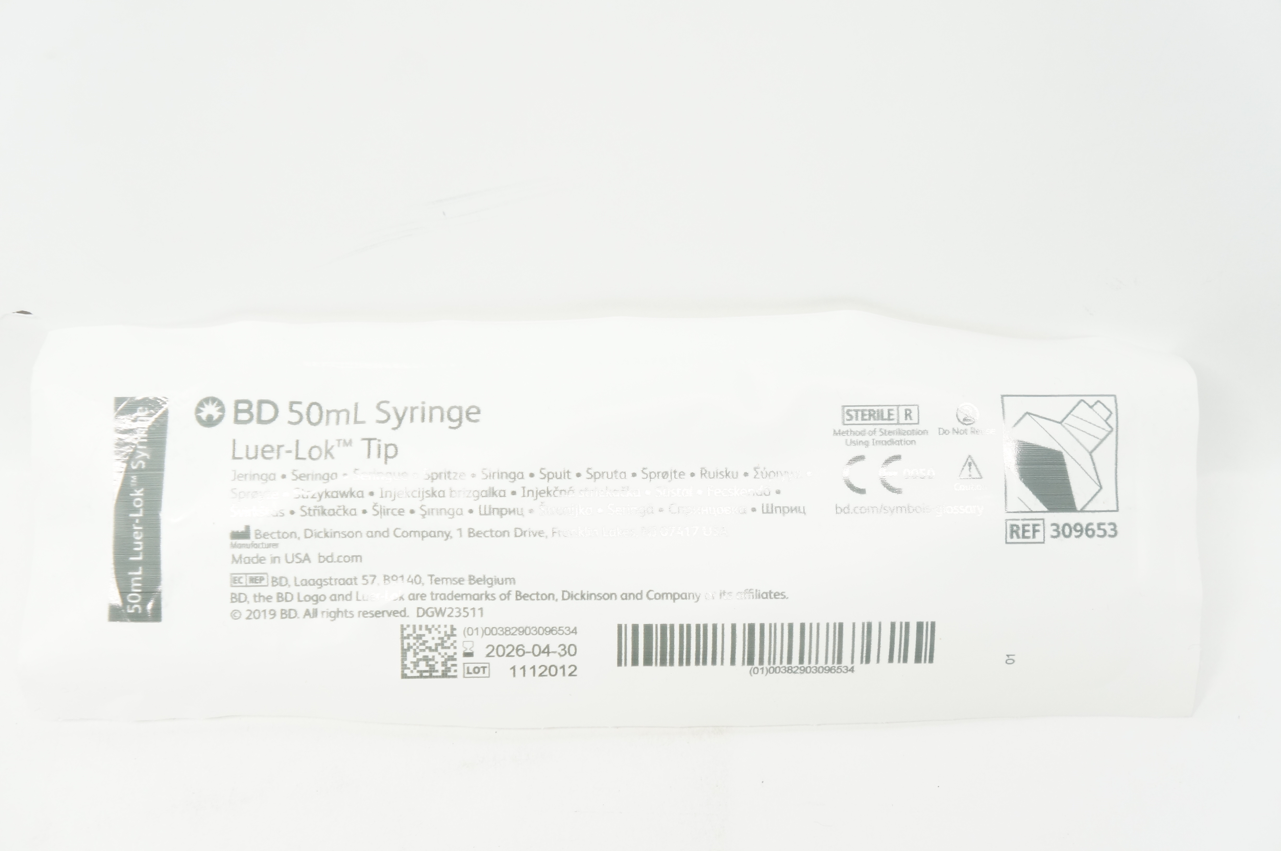 BD 309653 60ml Syringe Luer-Lok Tip