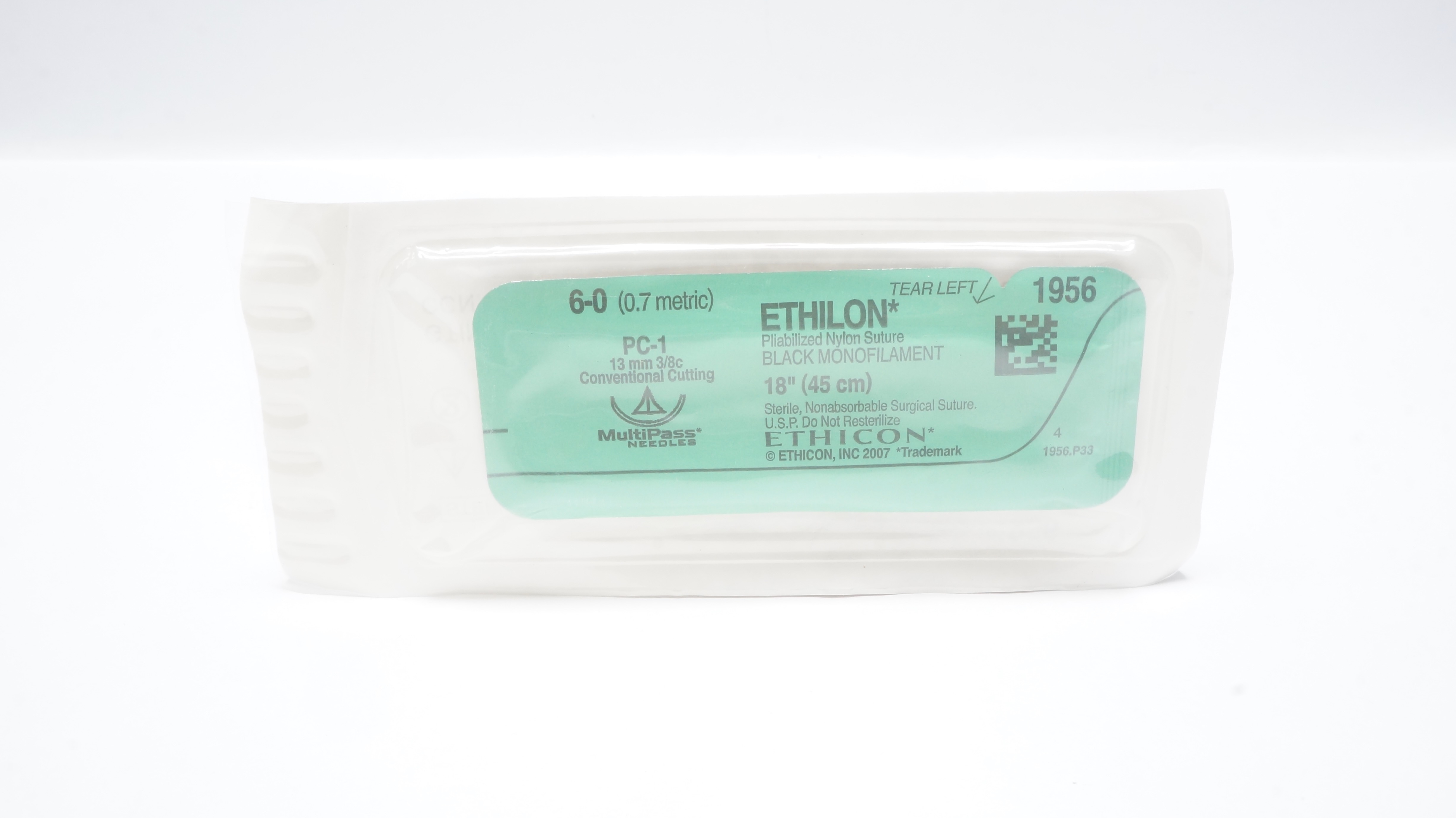 Ethicon 1956 6-0 ETHILON Nylon Stre PC-1 13mm 3/8c Conventional Cutting 18inch