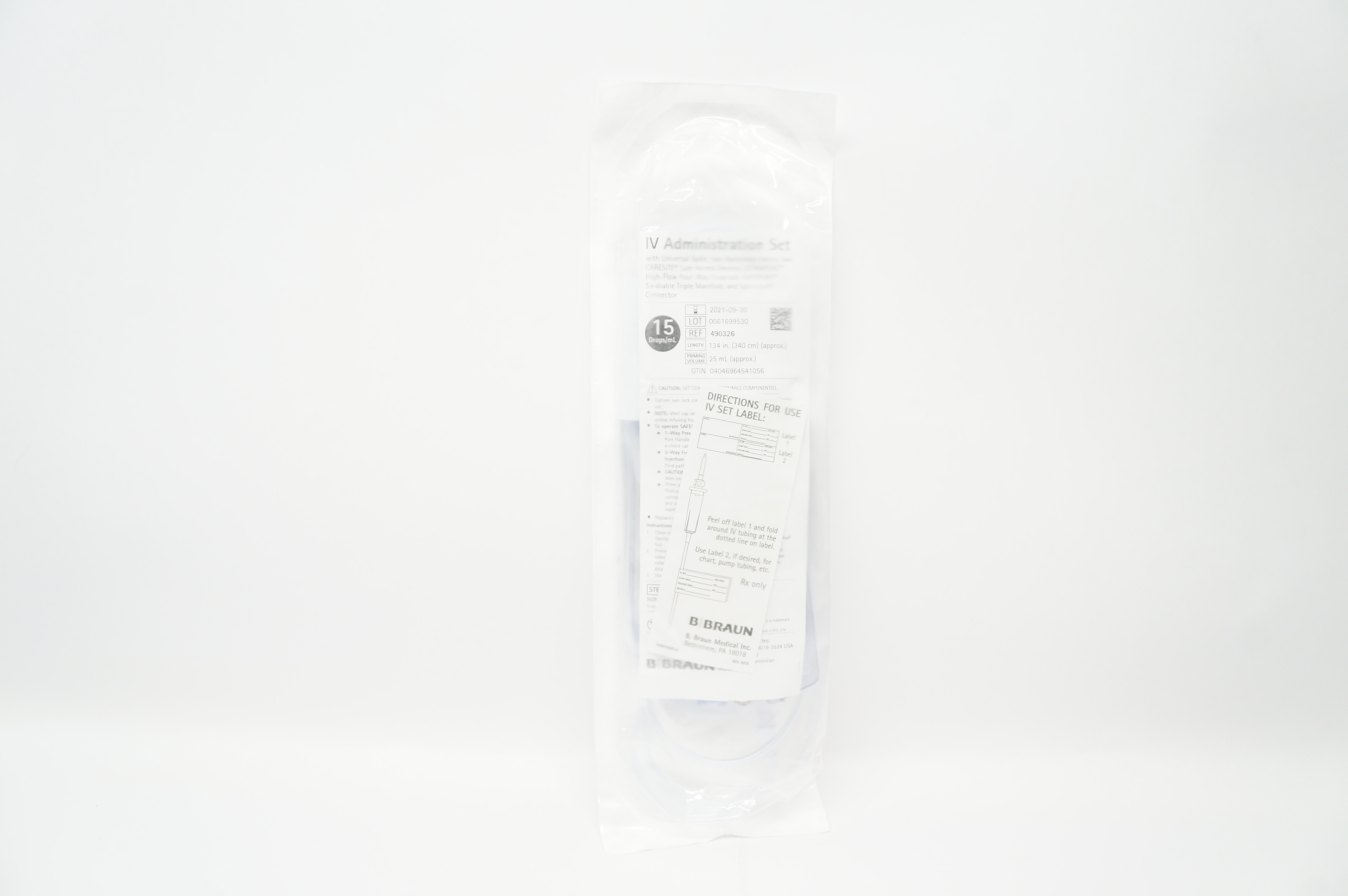 Braun 490326 IV Administration Set 15 Drops/mL, Approx. 134inch, 25 mL (x)