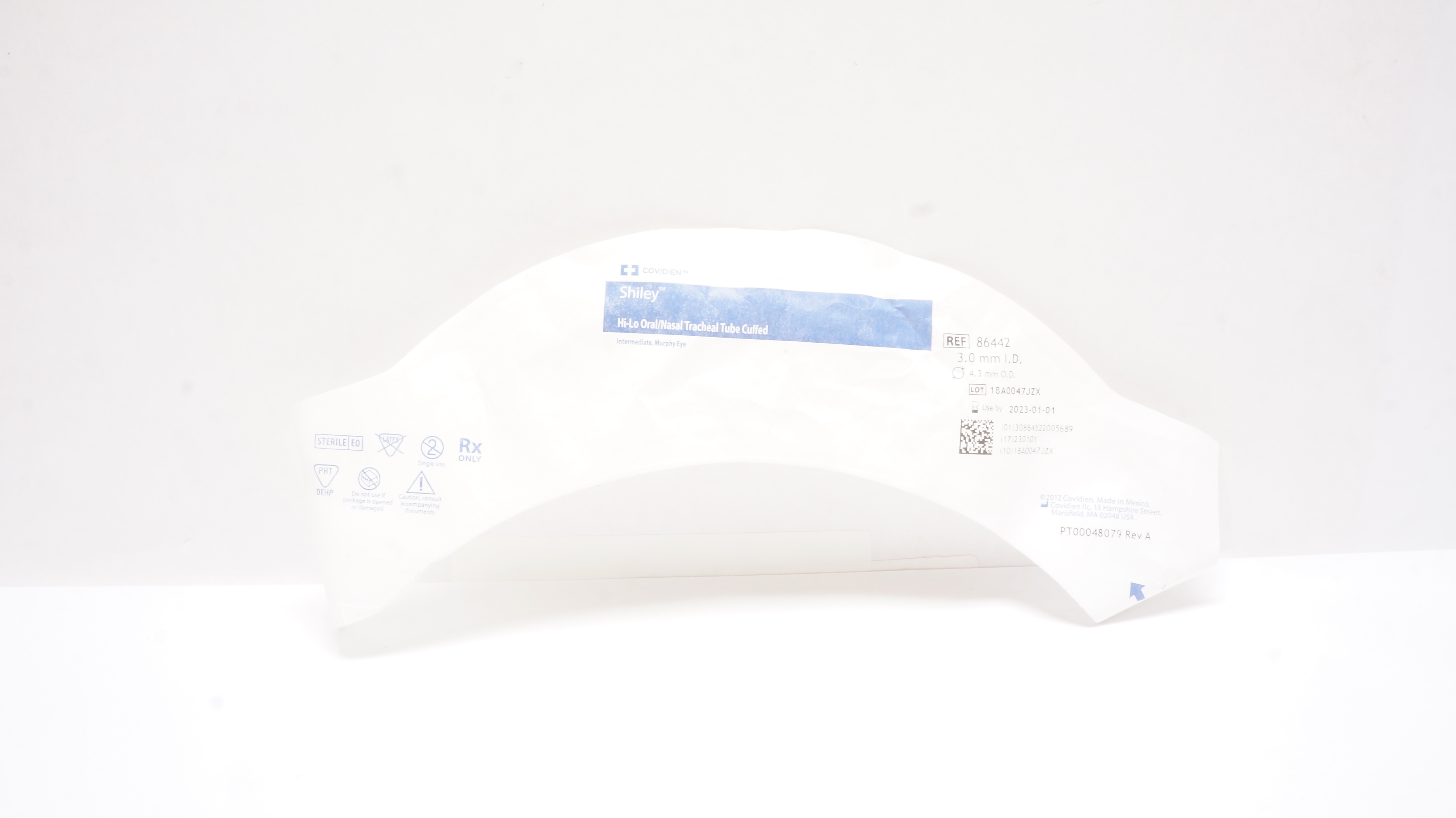 Covidien 86442 Shiley Hi-Lo Oral/Nasal Tracheal Tube Cuffed 3.0mmx 4.3mm (x)