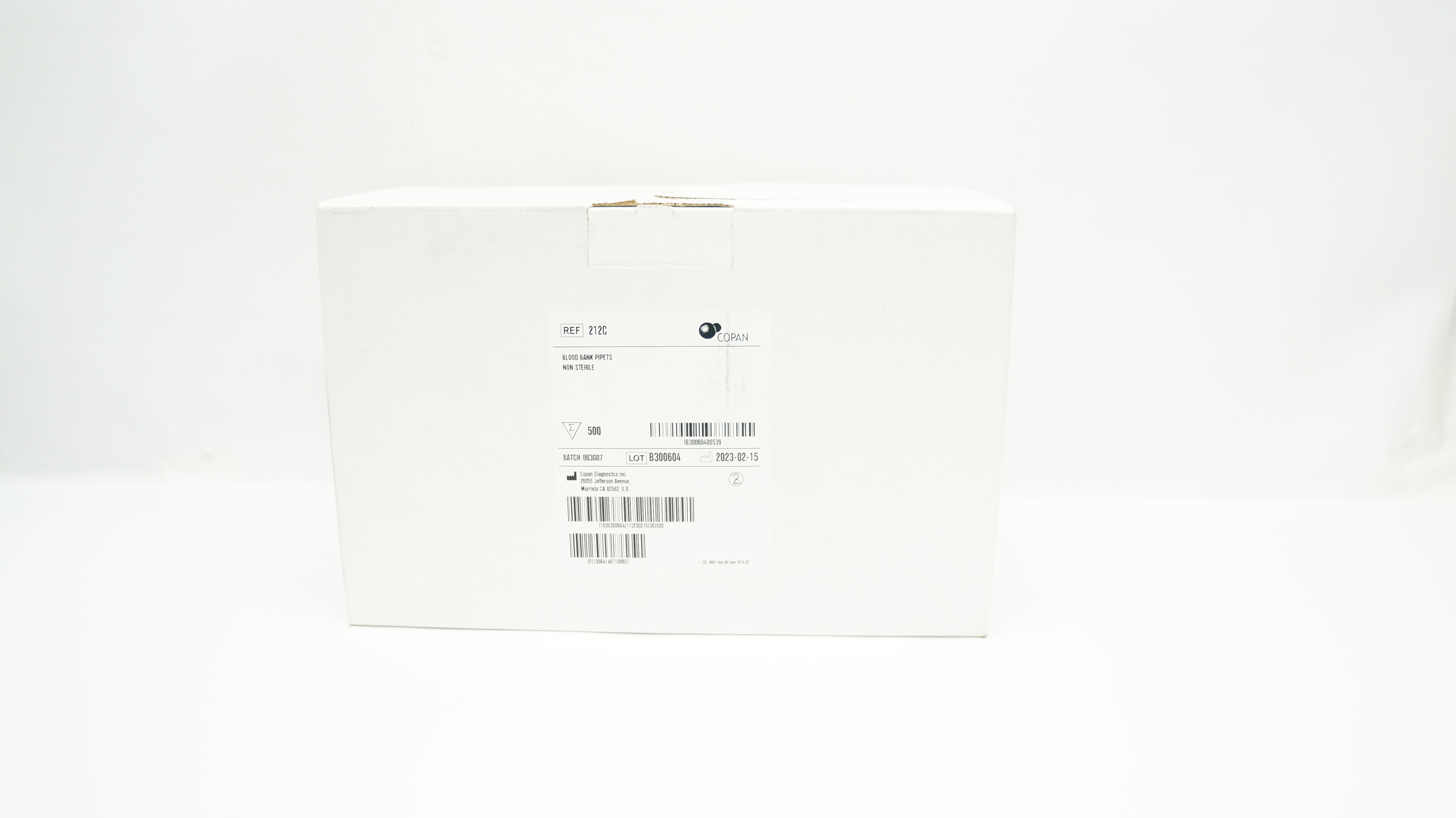 Copan Diagnostics 212C Blood Bank Pipets - Pack of 500m