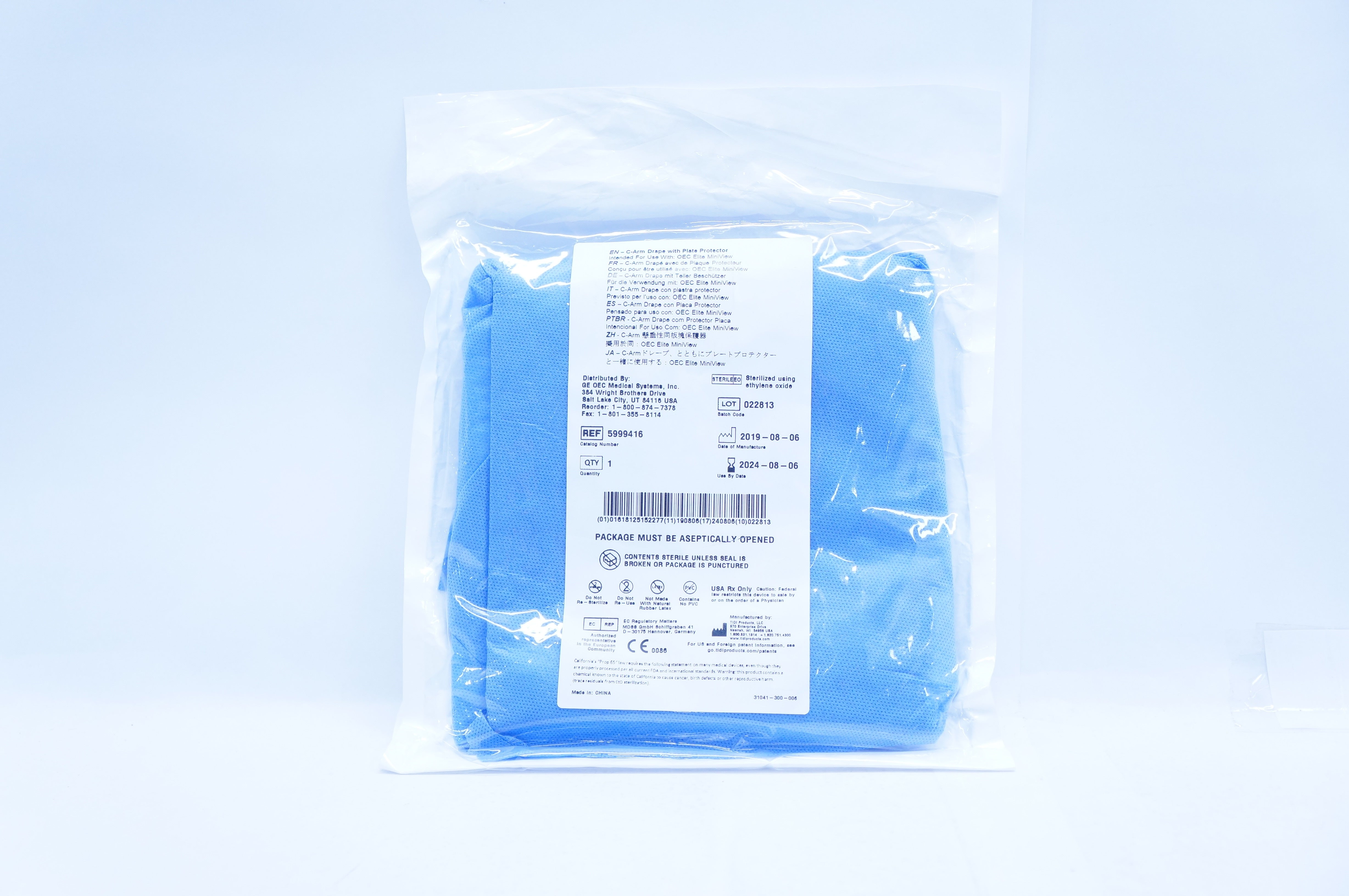 TIDI Products 5999416 C-Arm Drape With Plata Protector