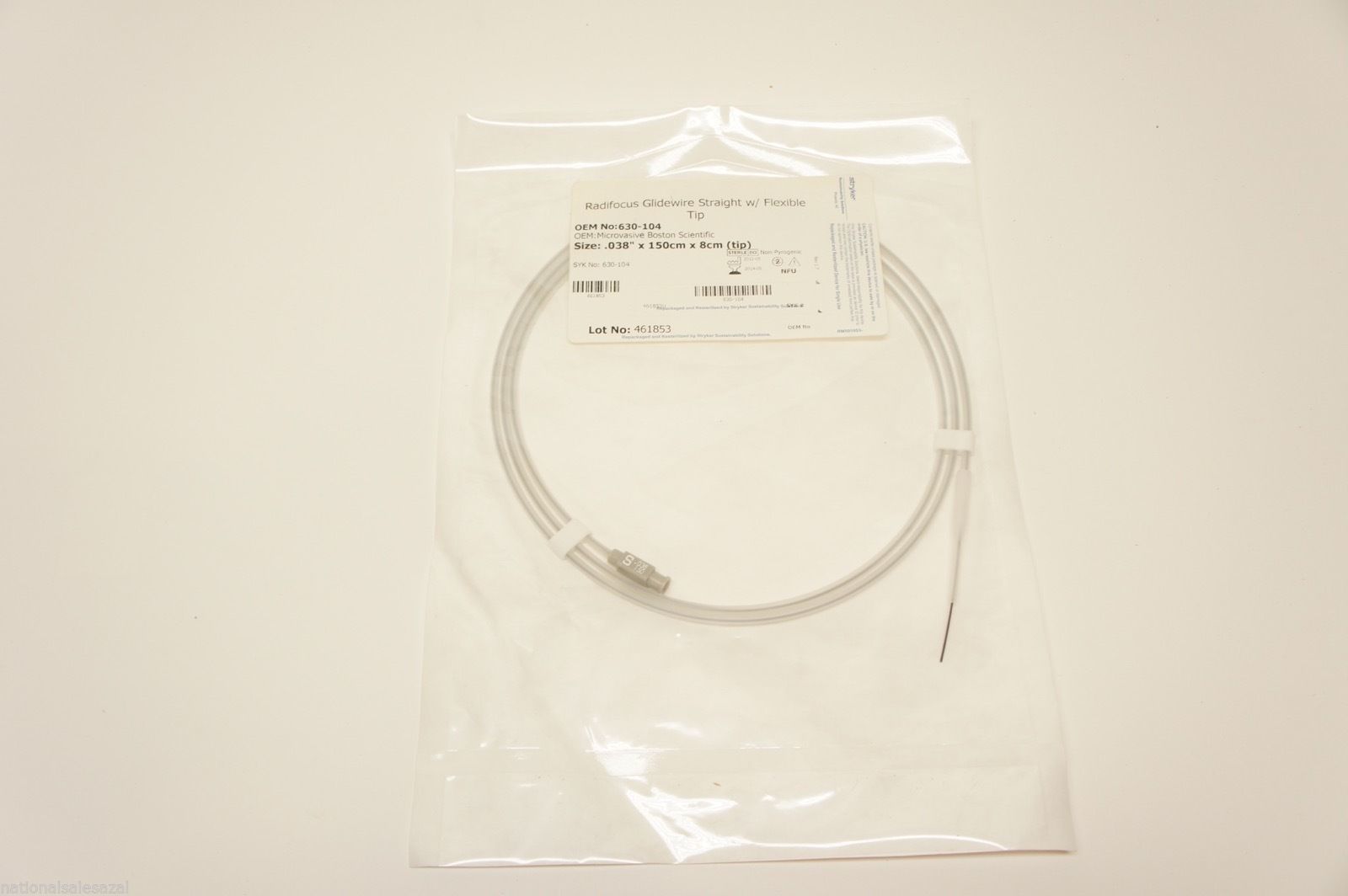 630-104 ~ Stryker RadifocusGlidewire Straight 0.038inch x 150cm x 8cm (x)