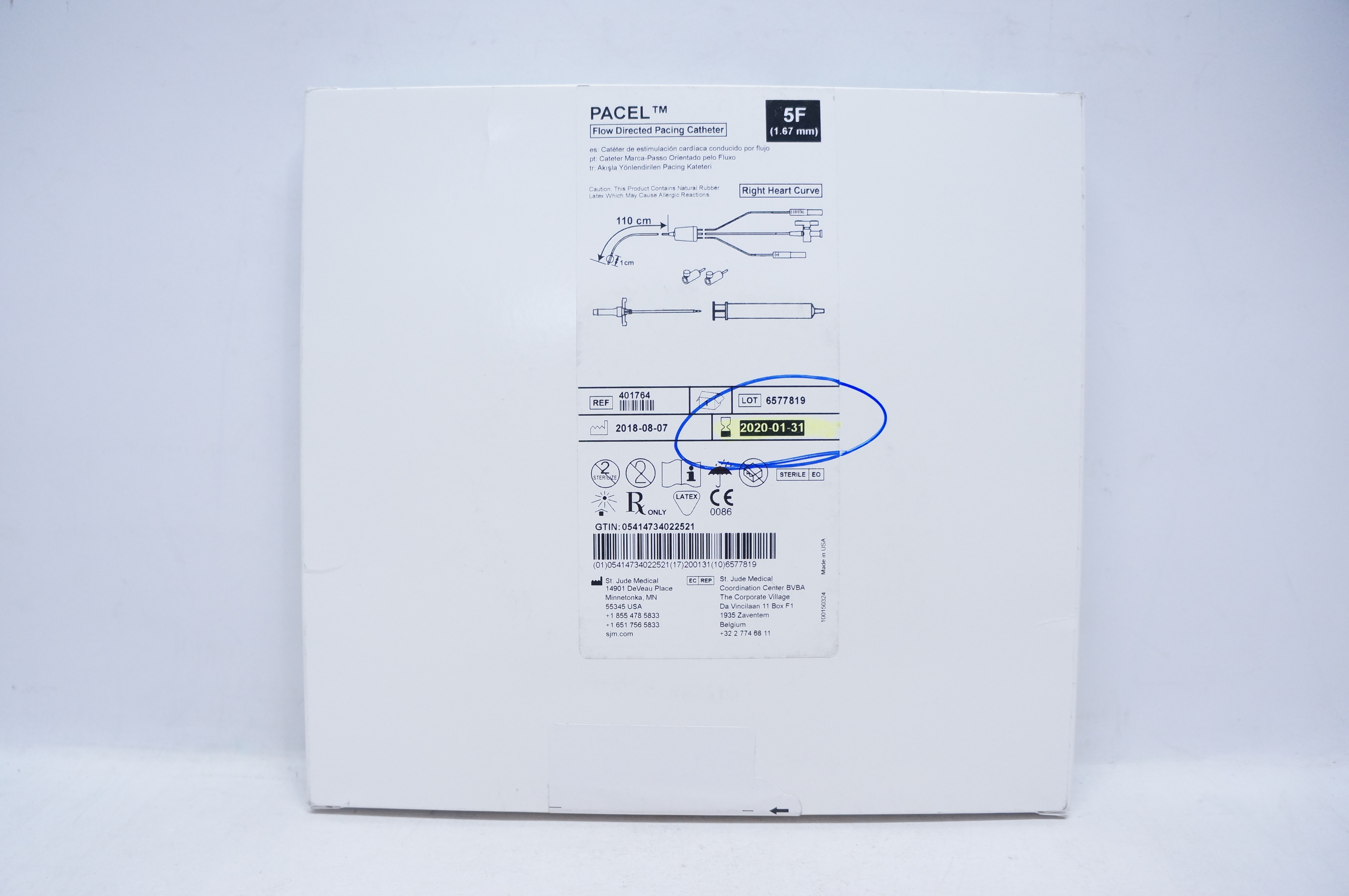 St. Jude Medical 401764 PACEL Flow Directed Pacing Cath. 5F x 110cm (x)