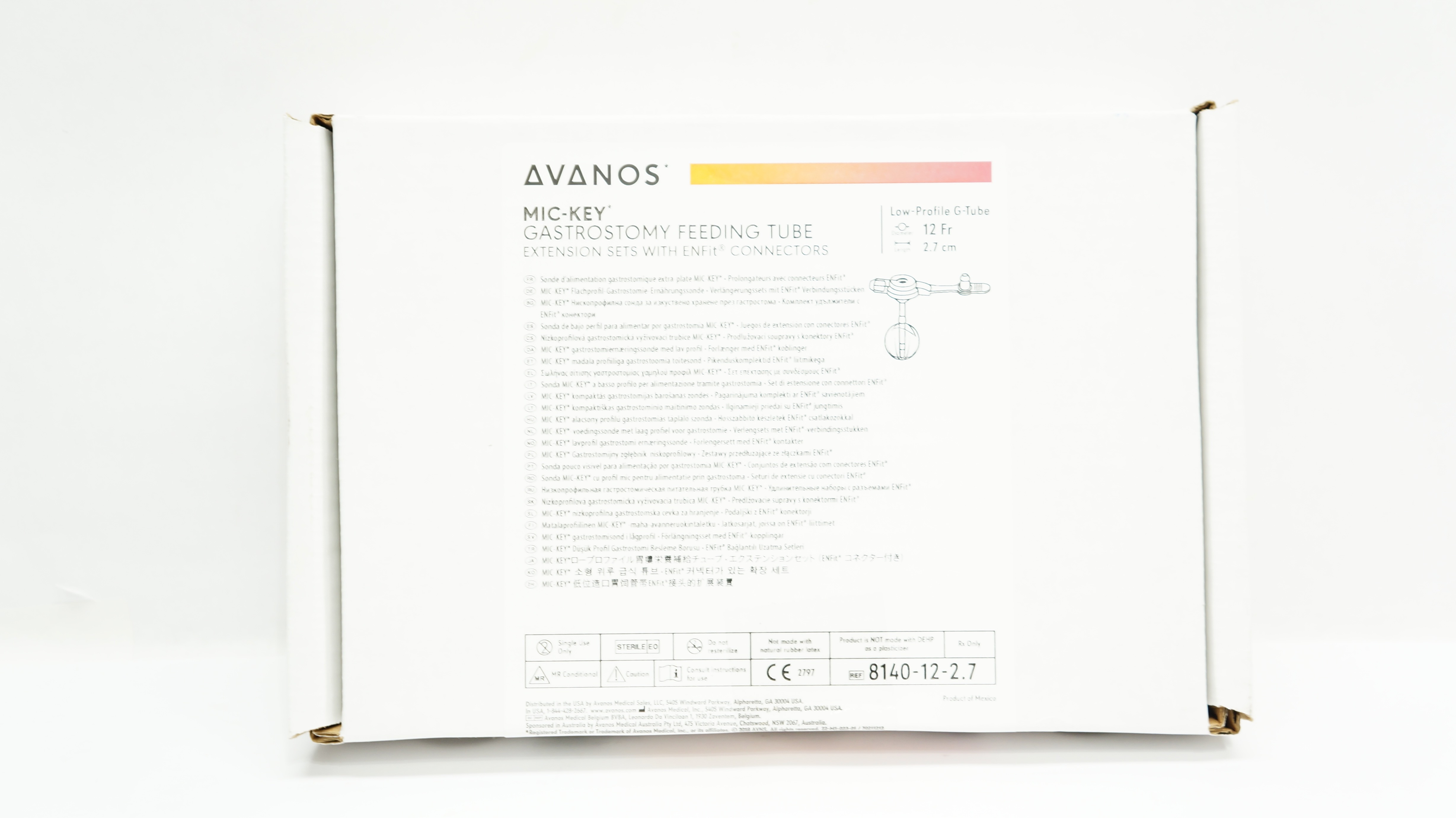 Avanos 8140-12-2.7 Mic-Key Gastrostomy Feeding Tube 12Fr x 2.7cm