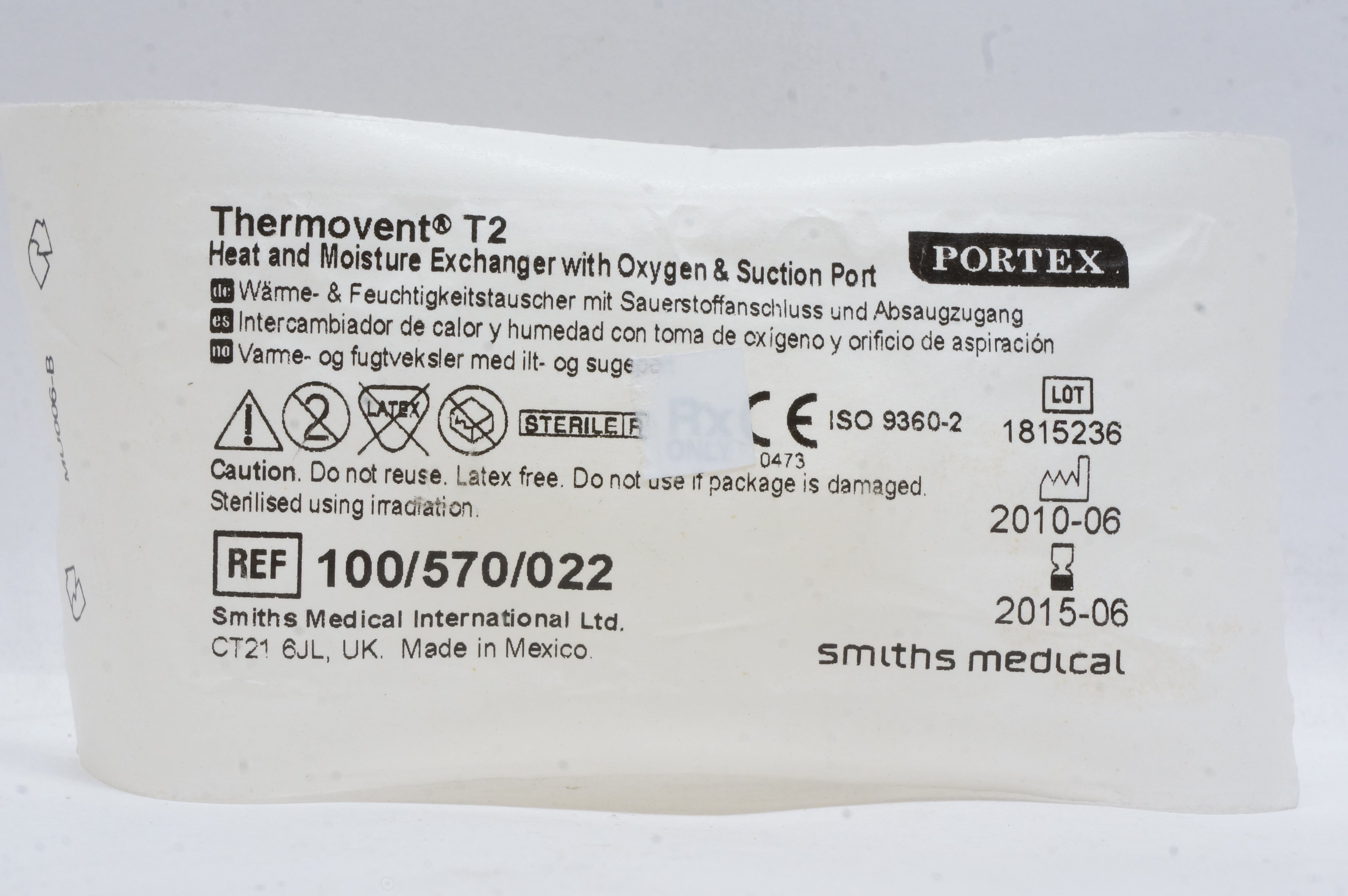 Smith Medical 100/570/022 Thermovent T2 Heat and Moisture Exchanger (x)