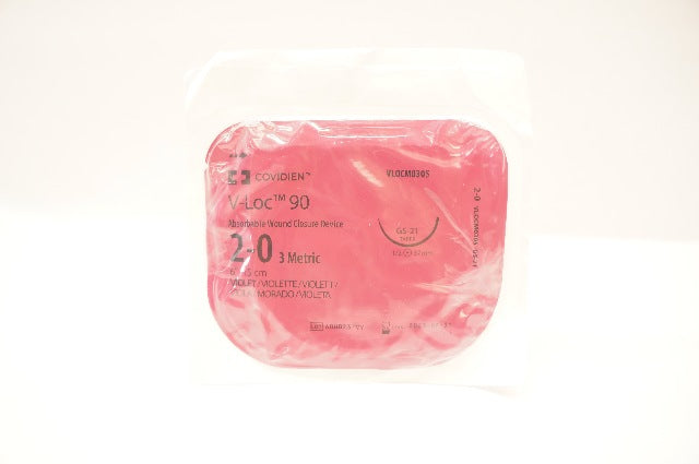 Covidien VLOCL0305 2-0 V-Loc 90 Wound Closure Device GS-21 37mm 1/2 Taper, 6inch