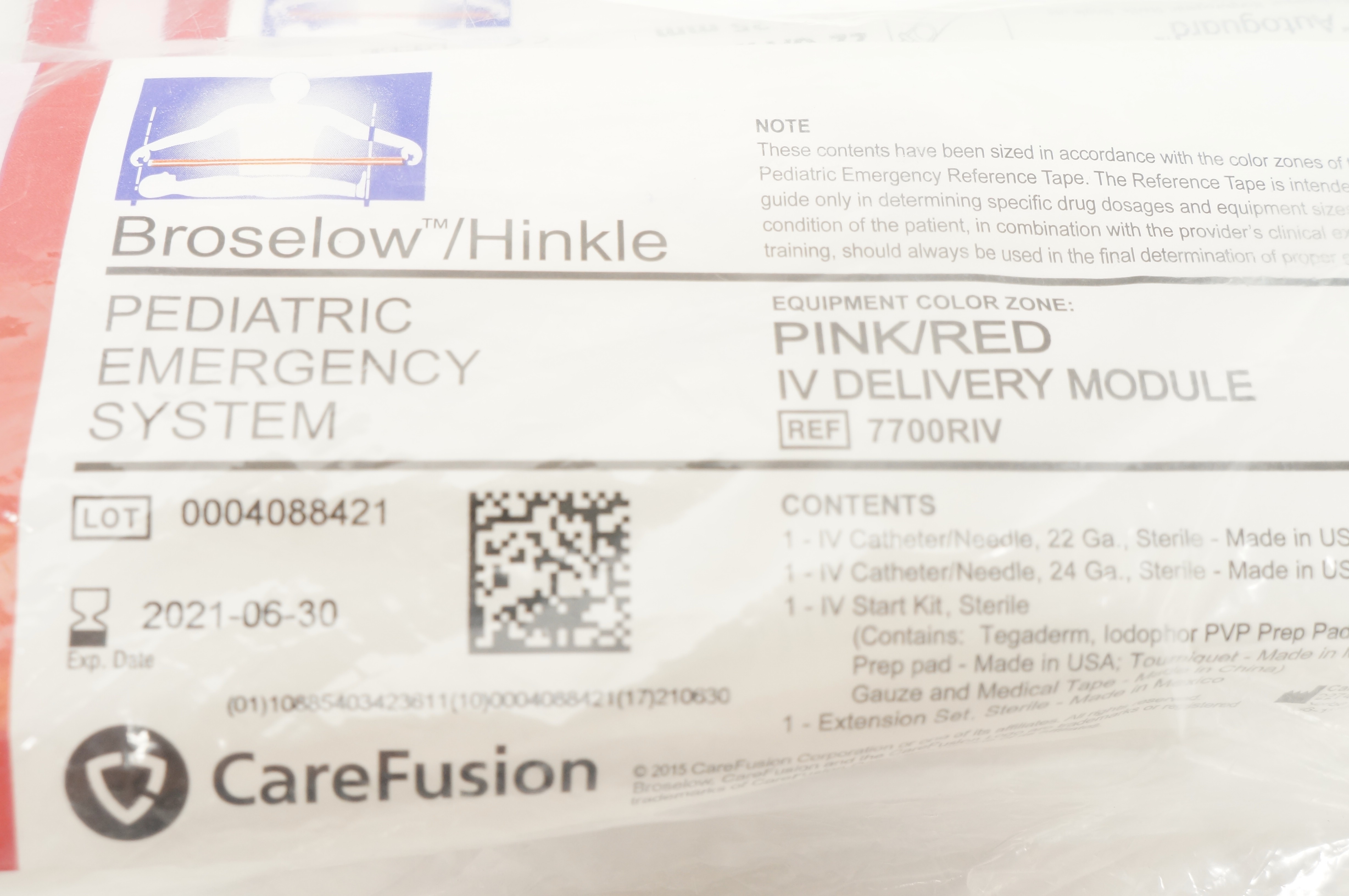 CareFusion 7700RIV Broselow/Hinkle Pediatric Emergency System Pink/Red (x)