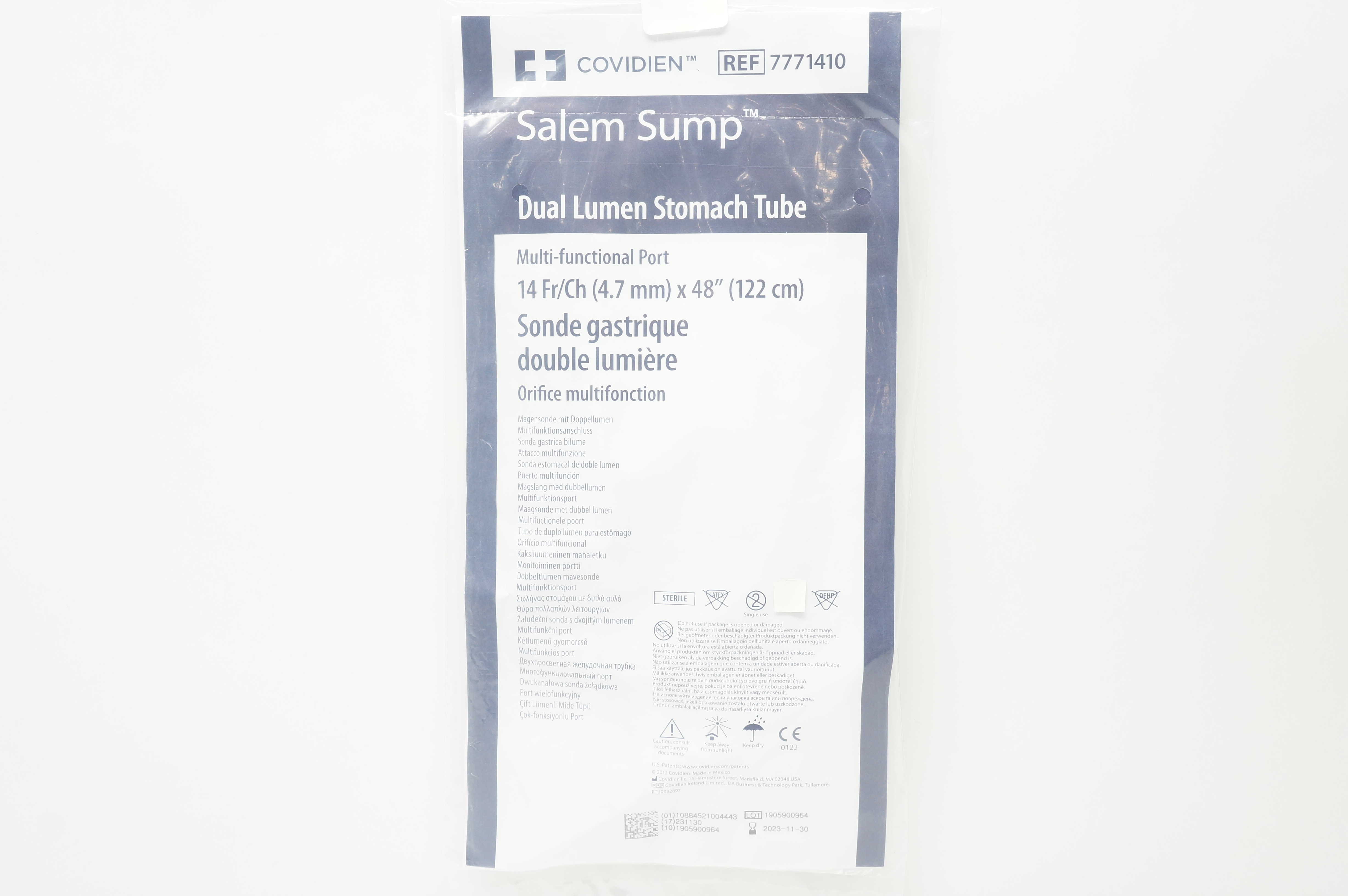 Covidien 7771410 Salem Sump Dual Lumen Stomach Tube 14Fr/Ch x 48inch