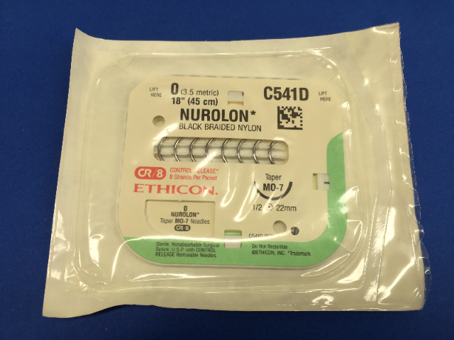 Ethicon C541D NUROLON, MO-7 22mm, Black Braided 8-18