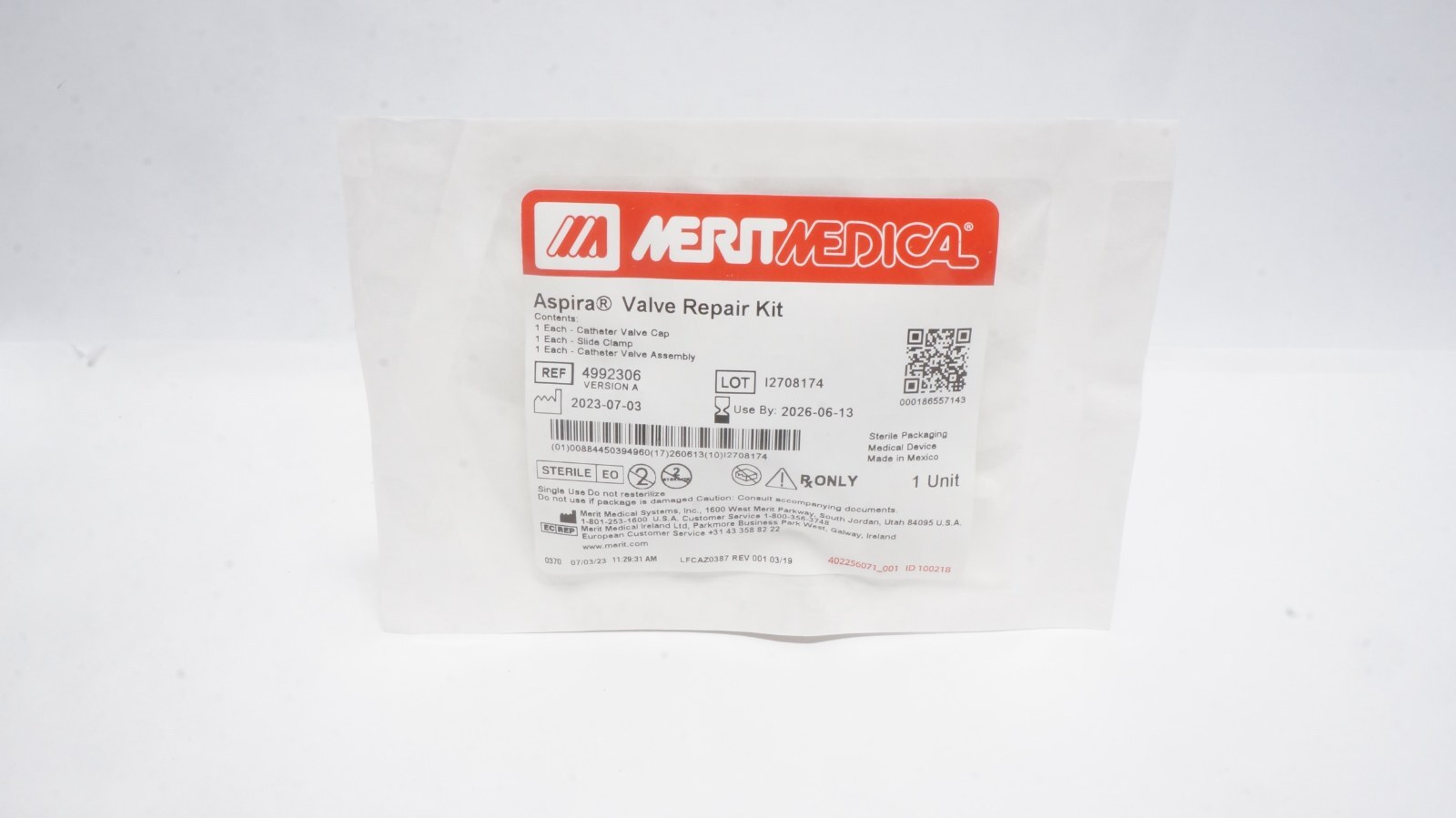 Merit Medical 4992306 Aspira Valve Repair Kit Version A
