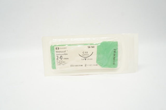 Covidien SN-764 2-0 Monosof Monofilament Nylon Stre C-15 Cutting3/8c 26mm 18in(x)