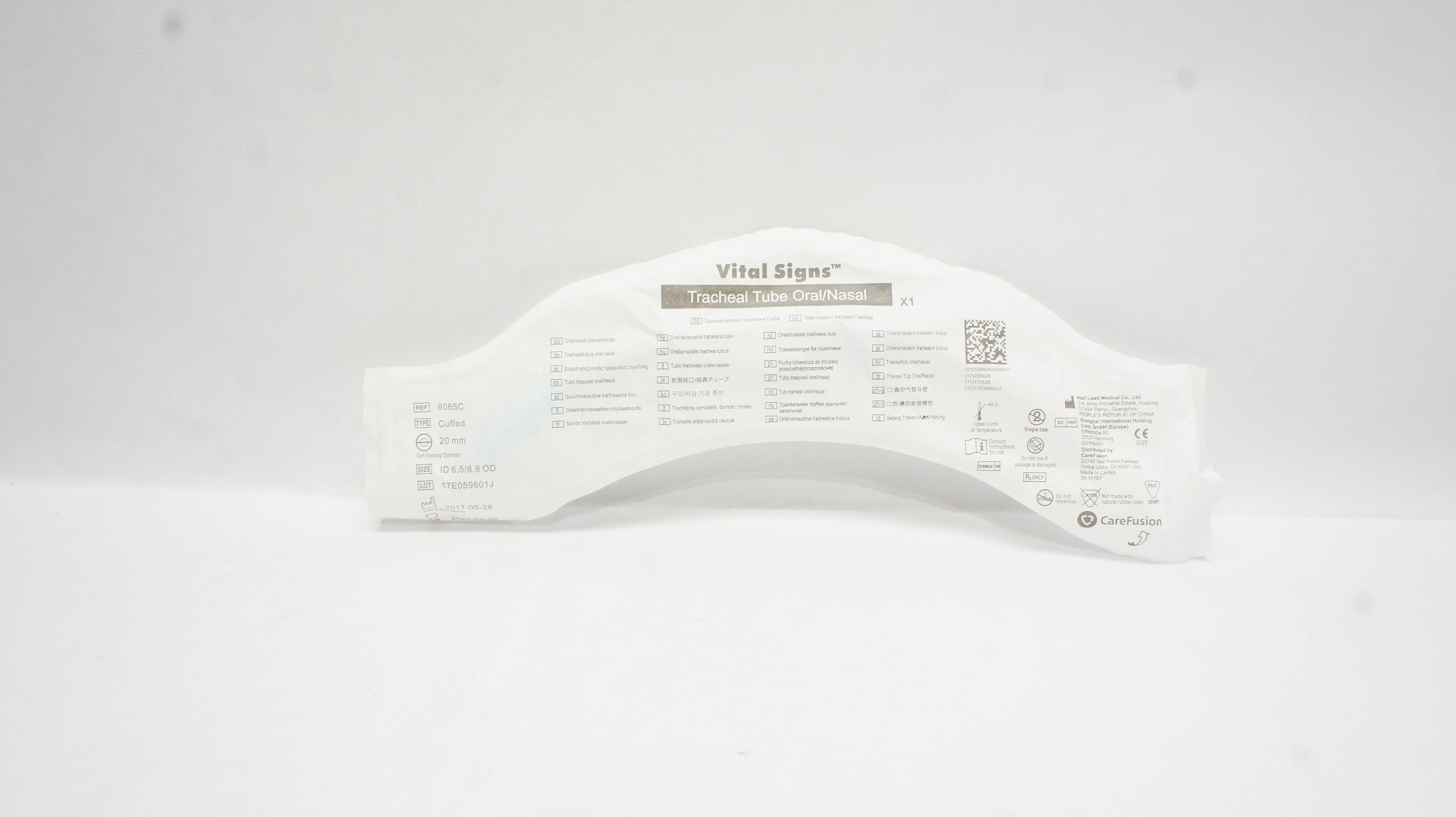 Vital Signs 8065C Well Lead Medical Tracheal Tube Oral/Nasal, Cuffed 6.5ID (x)