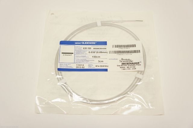 630-100 ~ Boston Scientific Glidewire 0.035inch x 150cm x 3cm (x) ~ Box of 5