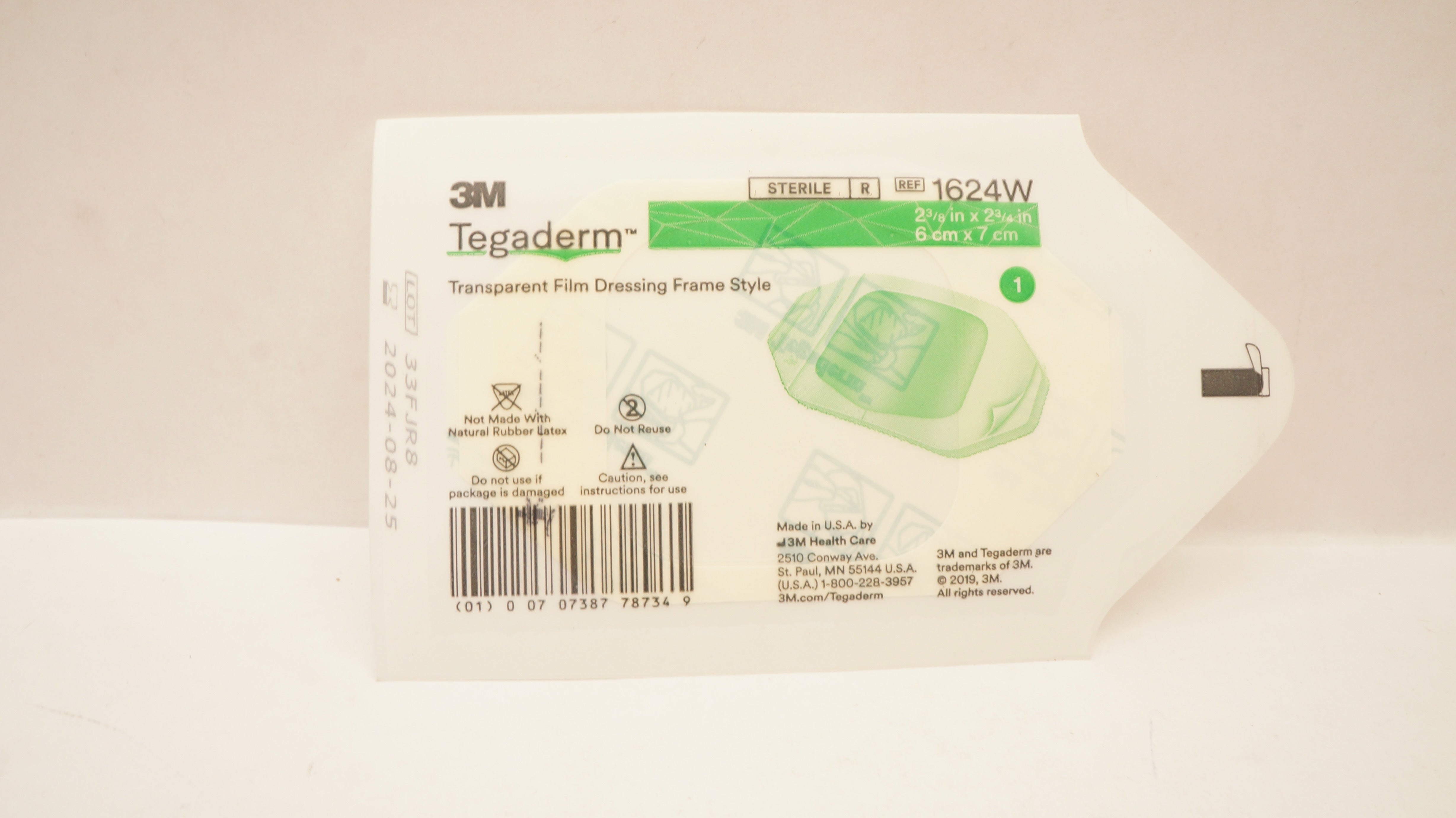 3M 1624W Tegaderm Transparent Film Dressing Frame 2-3/8inch x 2-3/4inch