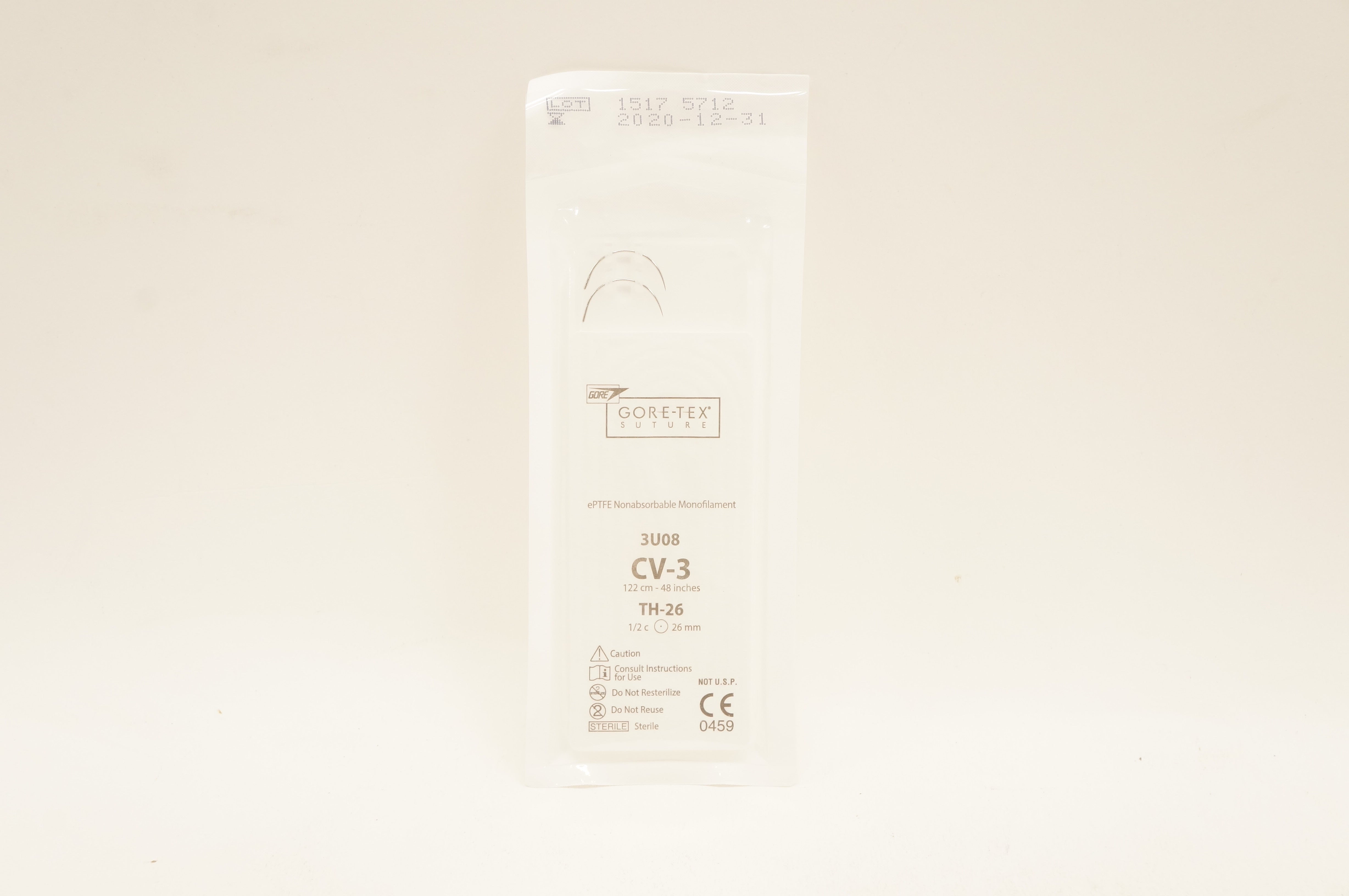 Gore 3U08 ePTFE  Nonabsorbable Monofilament CV-3 TH-26 1/2c 26mm (x)