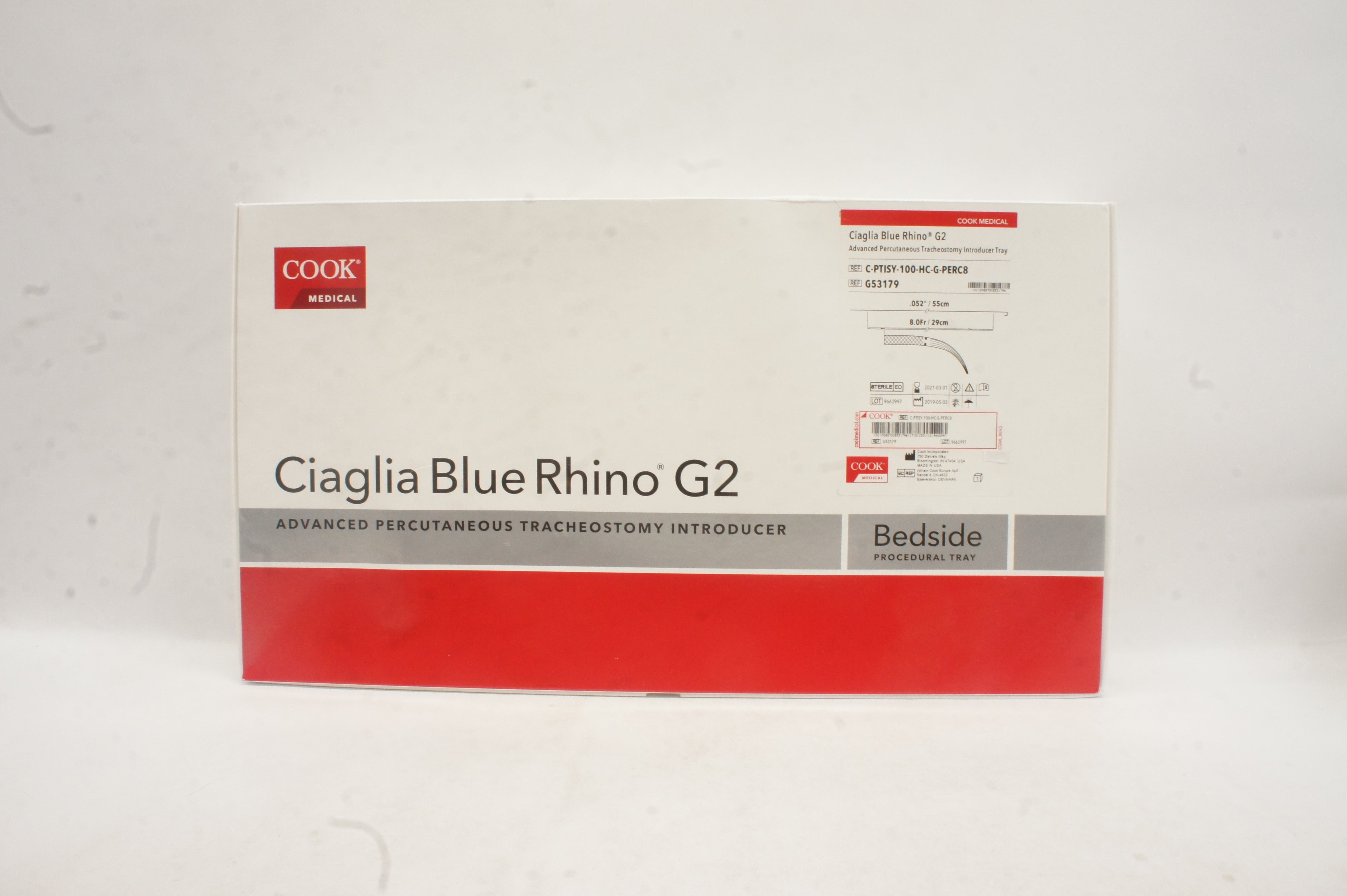 Cook G53179 Ciaglia Blue Rhino G2 Tracheostomy Introducer Tray .052in. x 8Fr (x)