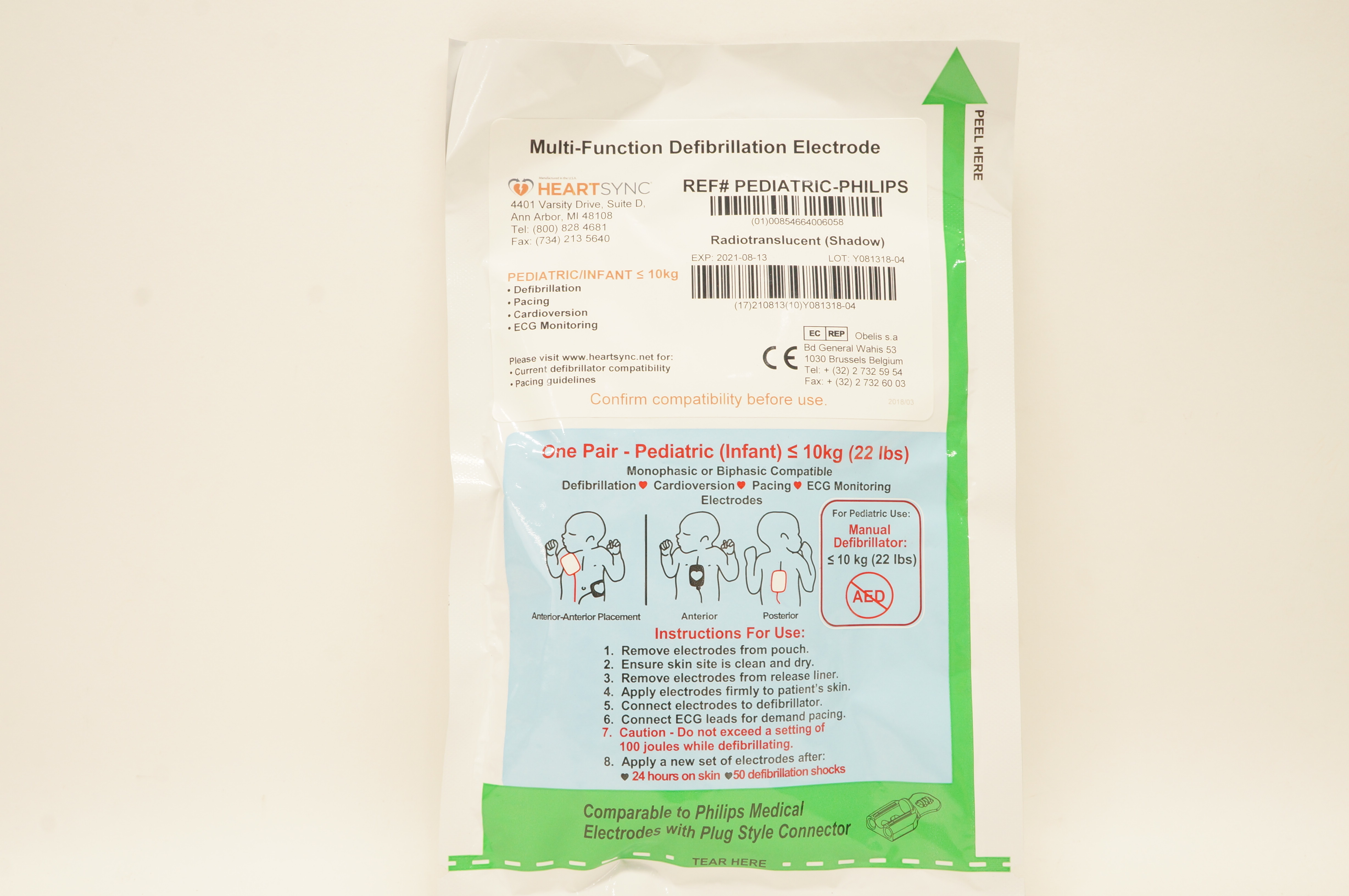 HeartSync PEDIATRIC-PHILIPS Multi-Function Defibrillation Electrode, 22 lbs