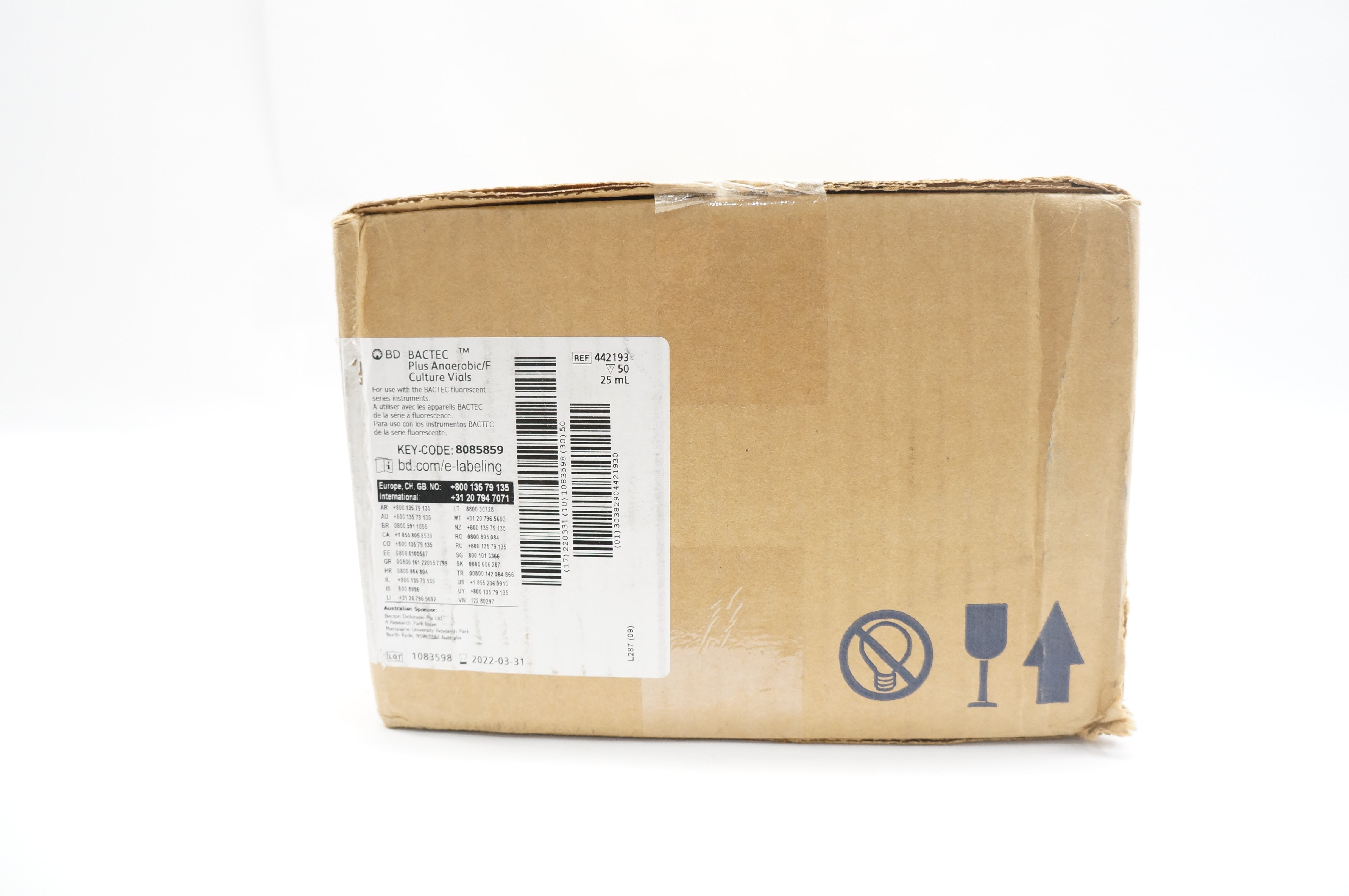 BD 442193 BACTEC Plus Anaerobic For Culture Vials 25mL - Box of 50