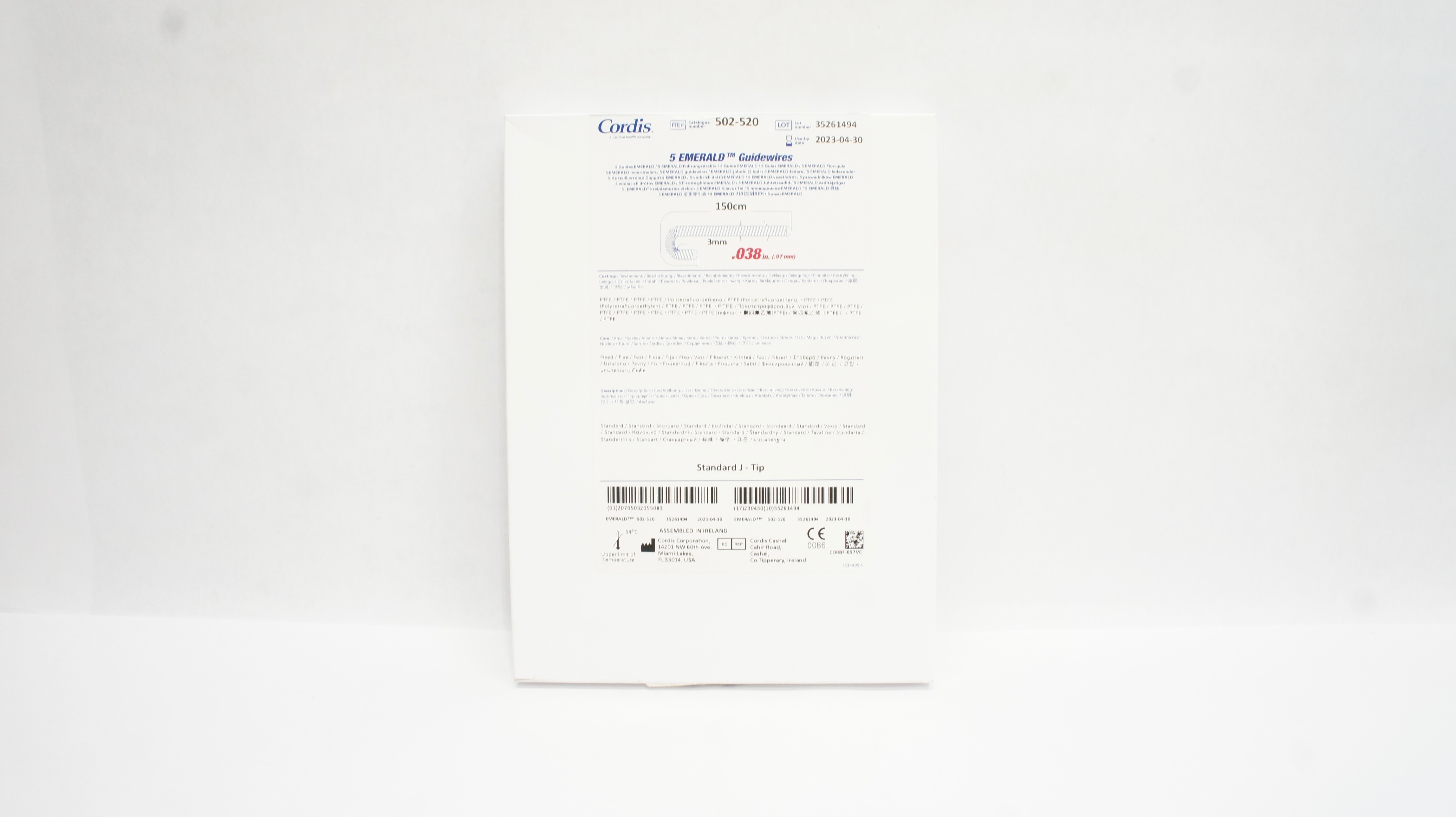 Cordis 502-520F Guidewires 0.038in x 150cm (x) - Box of 5