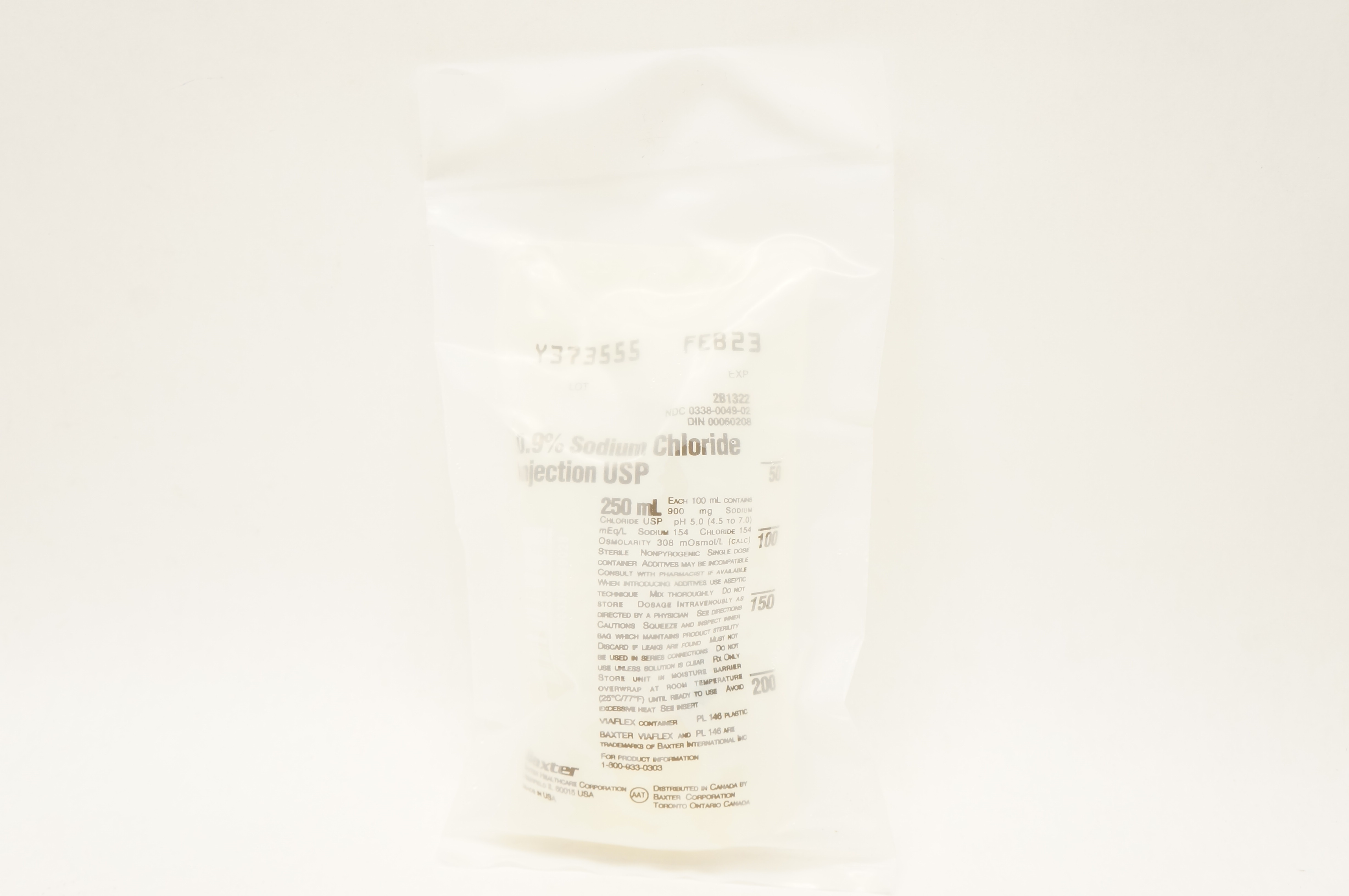 Baxter 2B1322 0.9% Sodium Chloride Injection USP 250mL