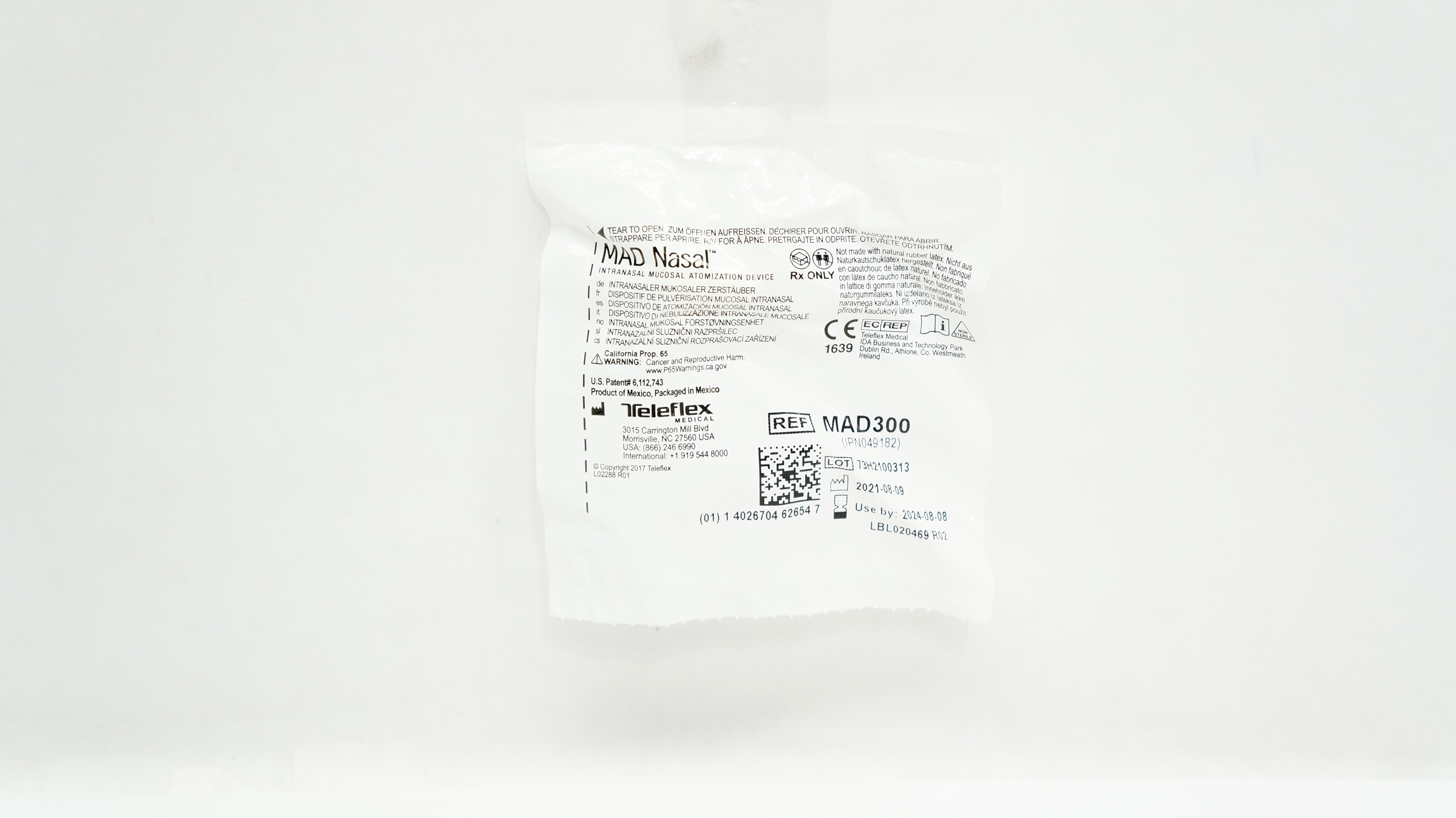 Teleflex MAD300 MAD Nasal Intranasal Mucosal Atomization Device