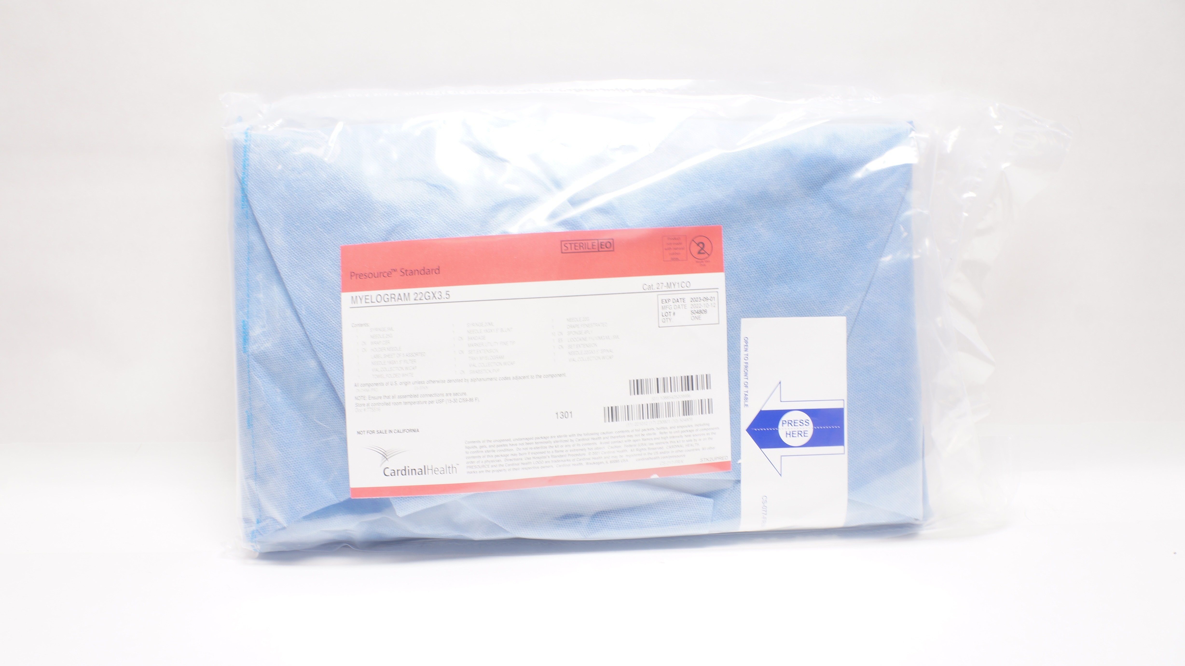 Cardinal Health 27-MY1CO Presource Standard MYELOGRAM 22G x 3.5inch (x)