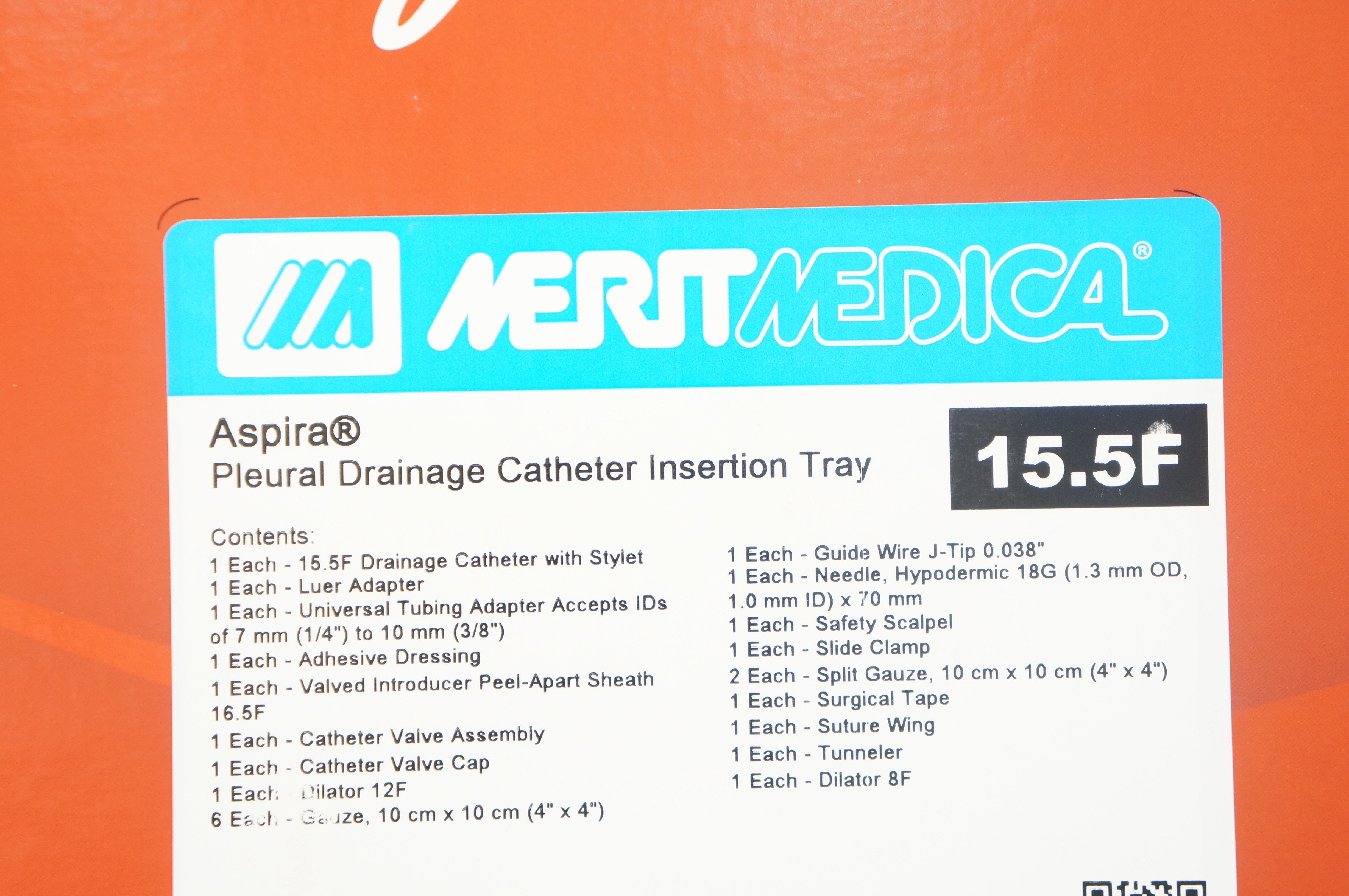 Merit Medical 4992509 Aspira Pleural Drainage Cath. Insertion Tray 15.5 F (x)