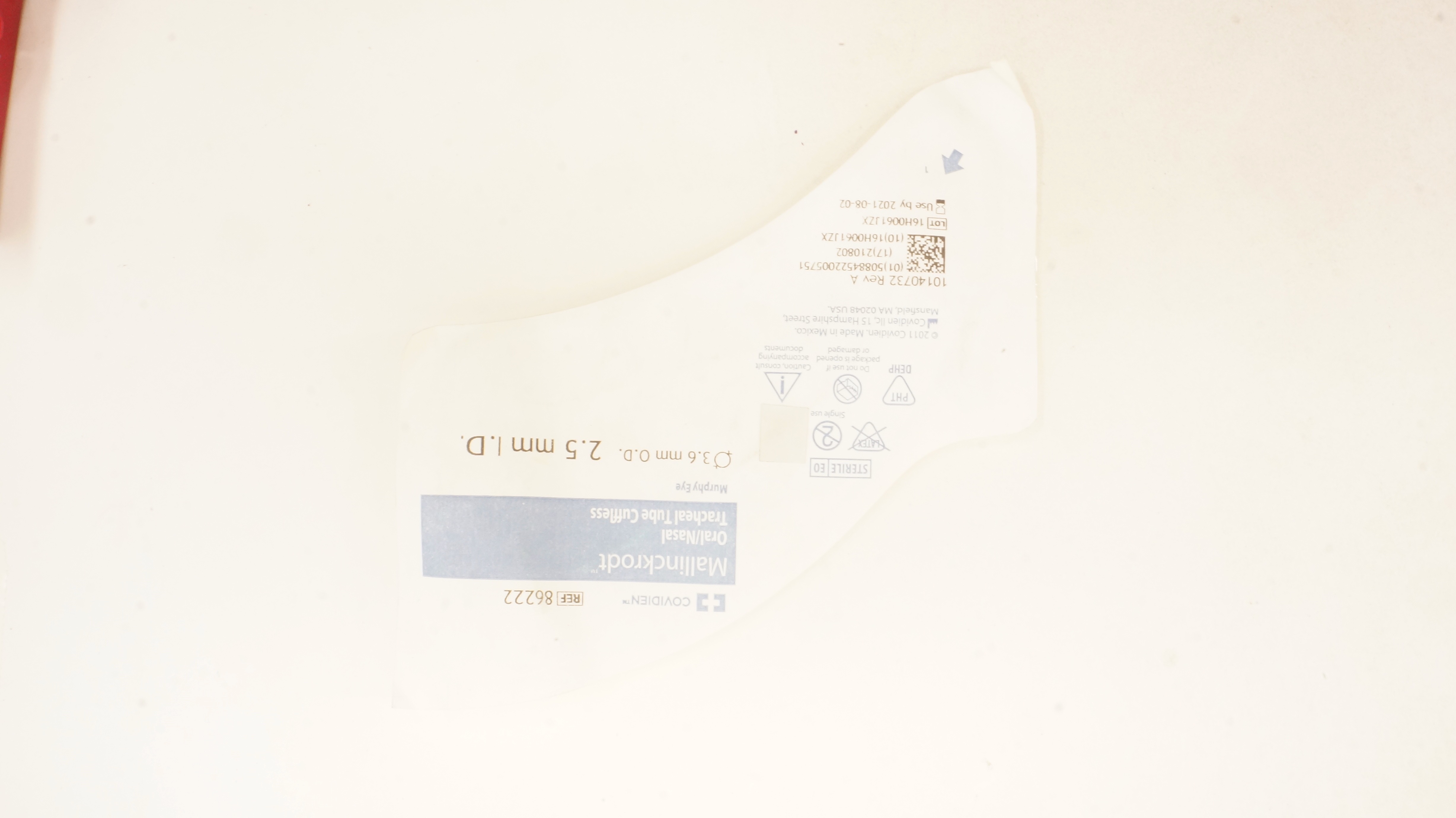 Covidien 86222 Mallinckrodt Oral/Nasal Tracheal Tube Cuffless 2.5mm x 3.6mm (x)