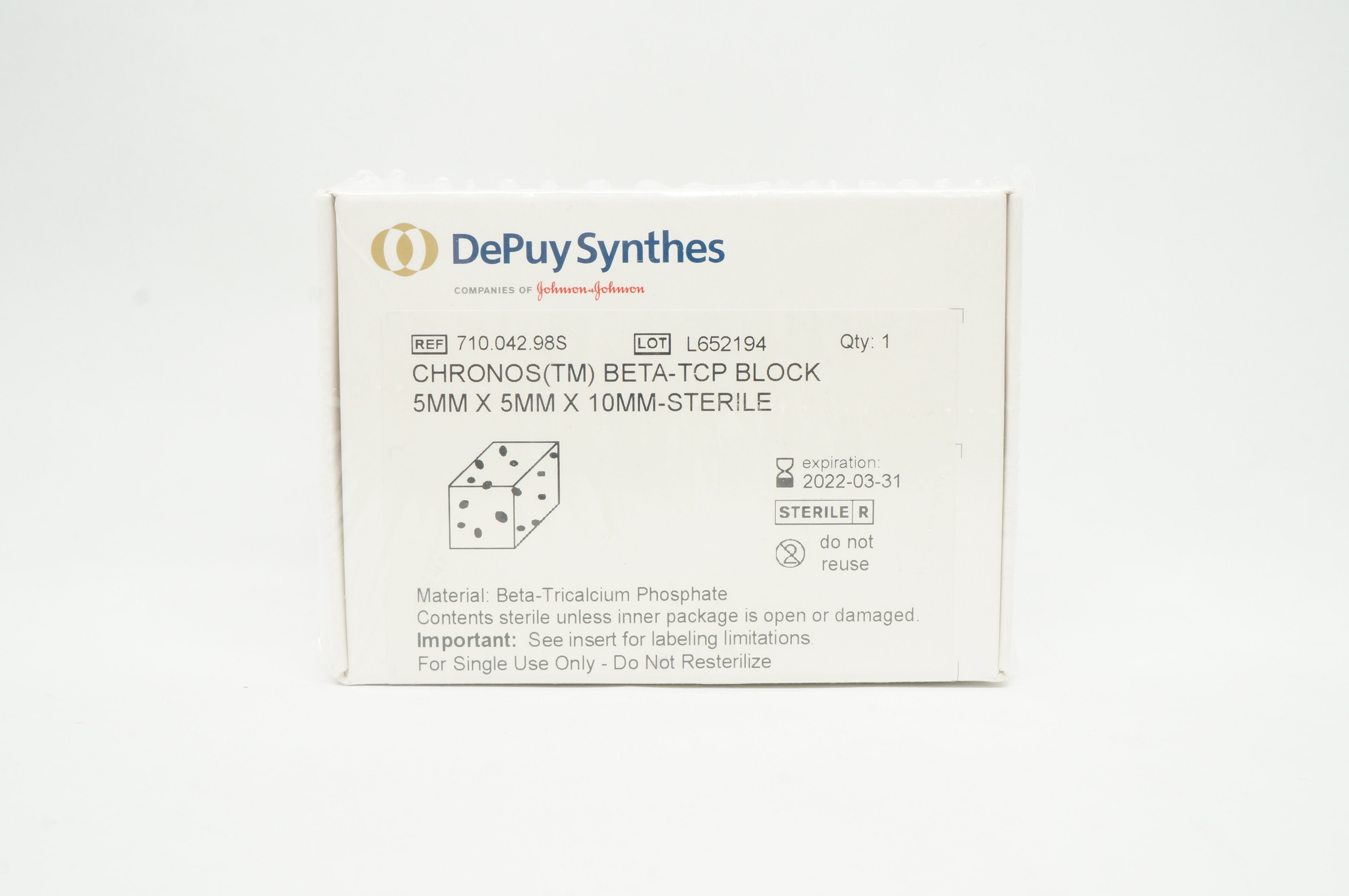 DePuy Synthes 710.042.98S Chronos Beta - TCP Block 5mm x 5mm x 10mm