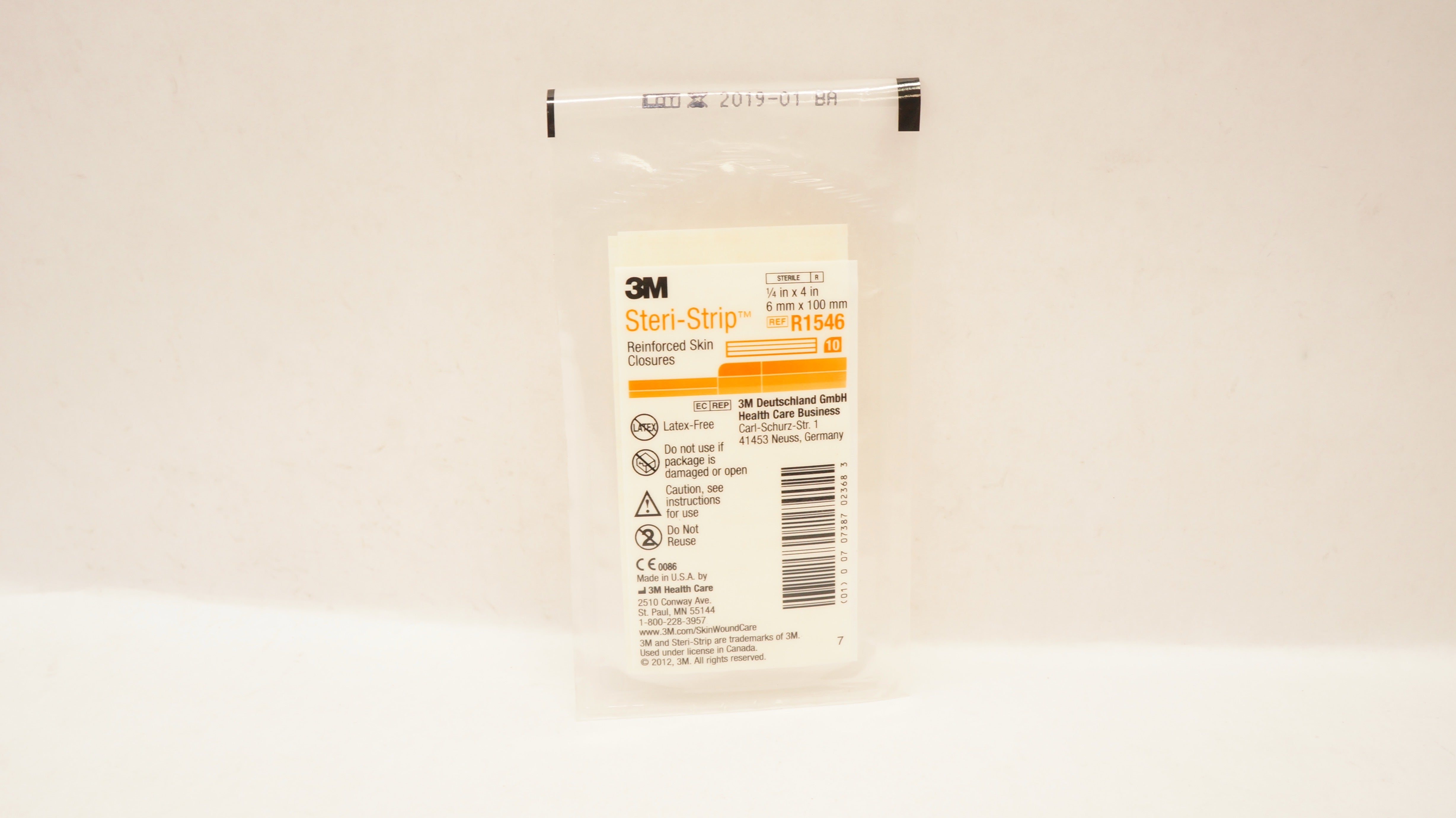 3M R1546 Steri-Strip Reinforced Skin Closures 1/4inch x 4inch (x) - Pack of 10