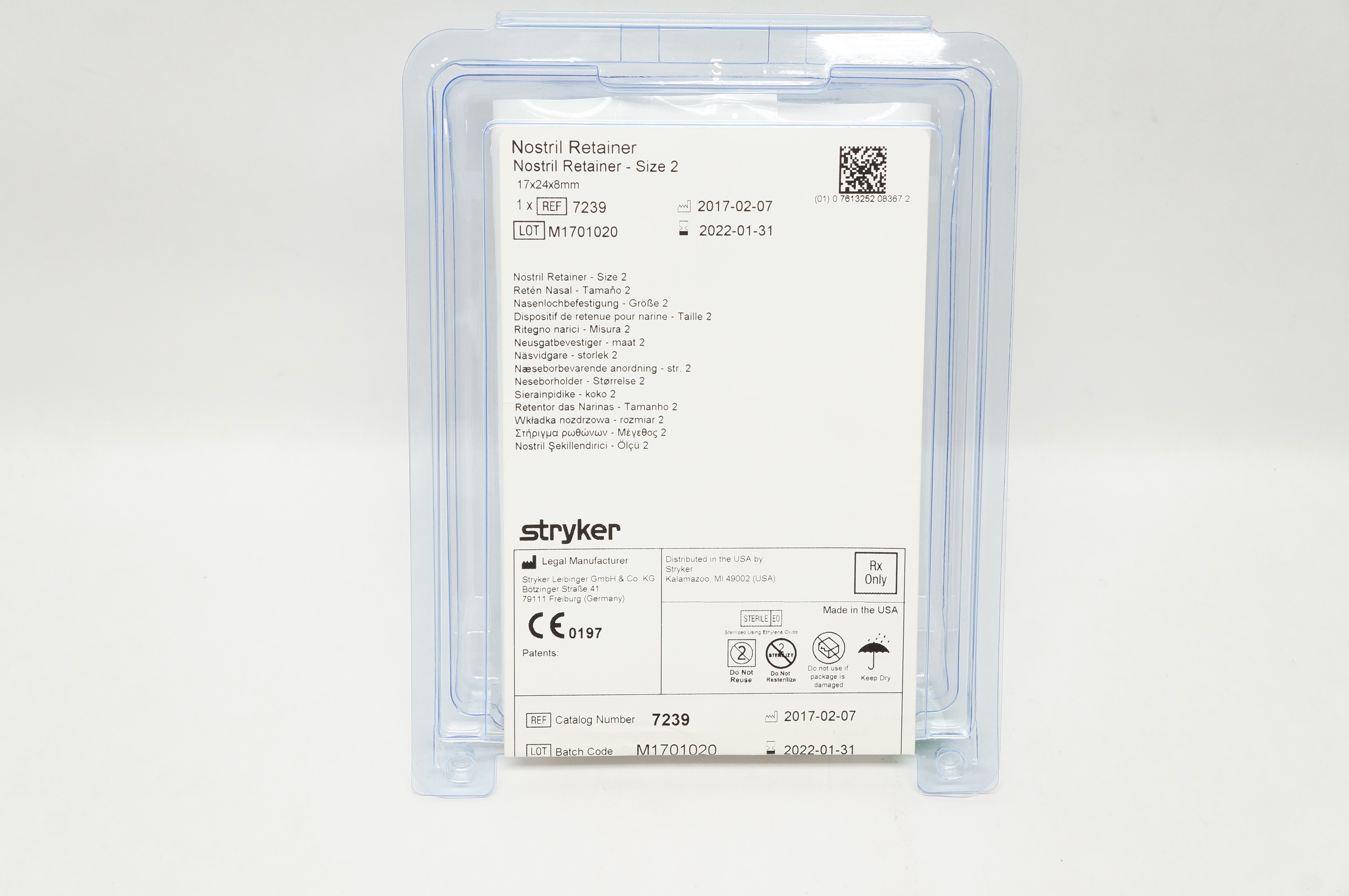 Stryker 7239 Nostril Retainer - Size 2 17 x 24 x 8mm (x)