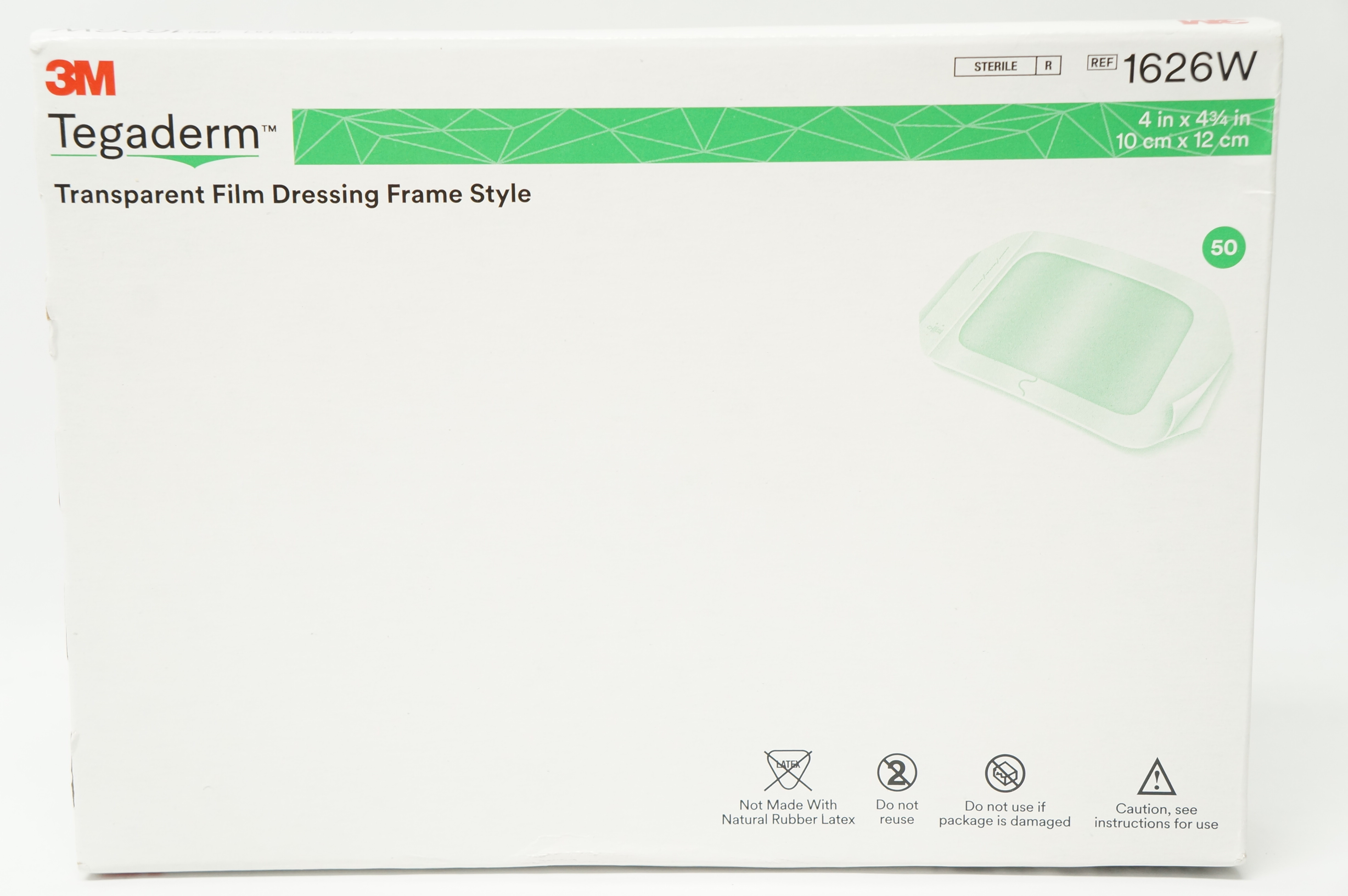 3M 1626W Tegaderm Transparent Film Dressing 4inch x 4 3/4inch - Box of 50