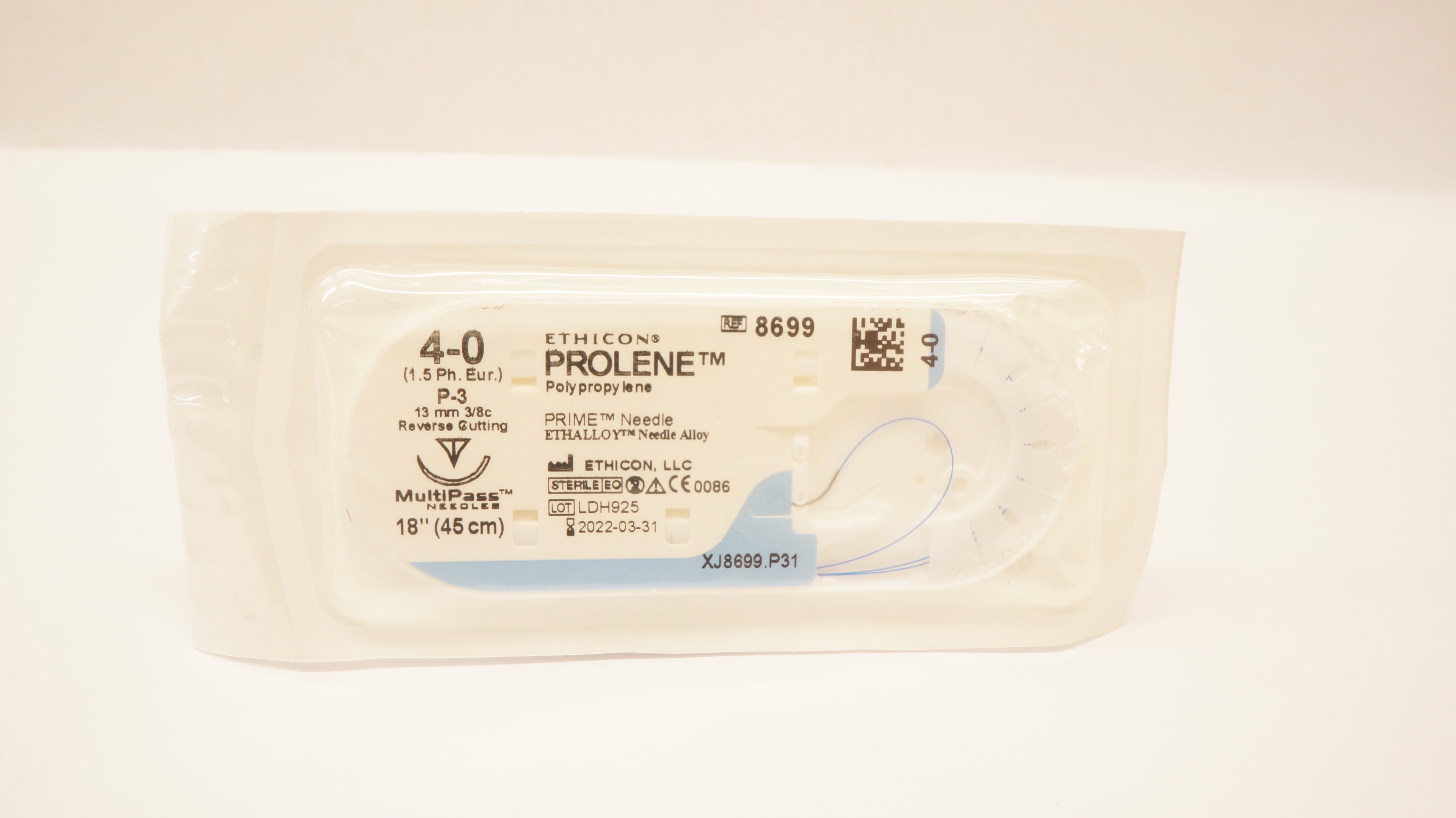 Ethicon 8699 4-0 PROLENE, P-3, 13mm 3/8c Reverse Cutting, 18inch (x)