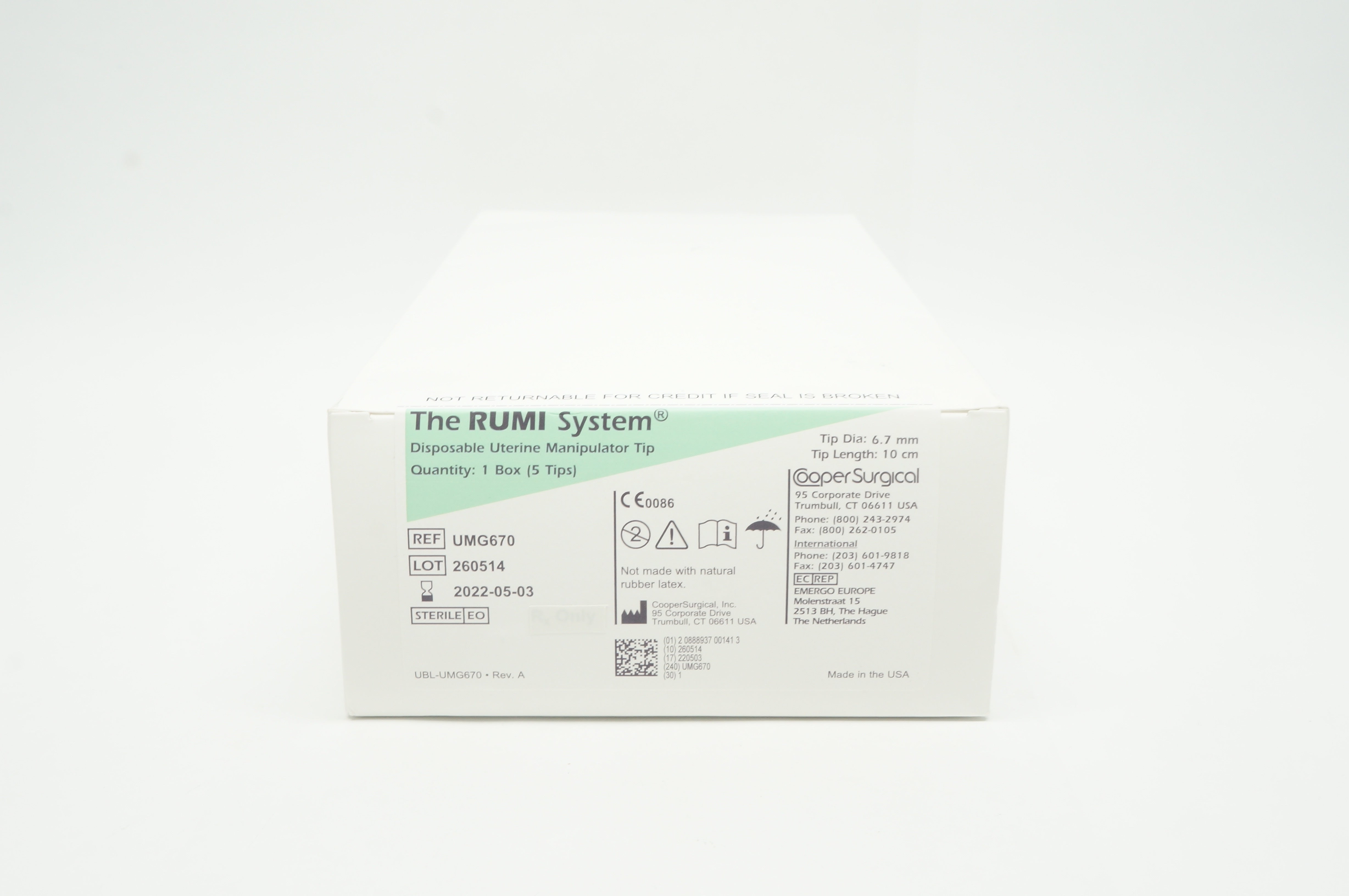 Cooper Surgical UMG670 RUMI System Disposable Uterine Manipulator 6.7mm-Box of 5