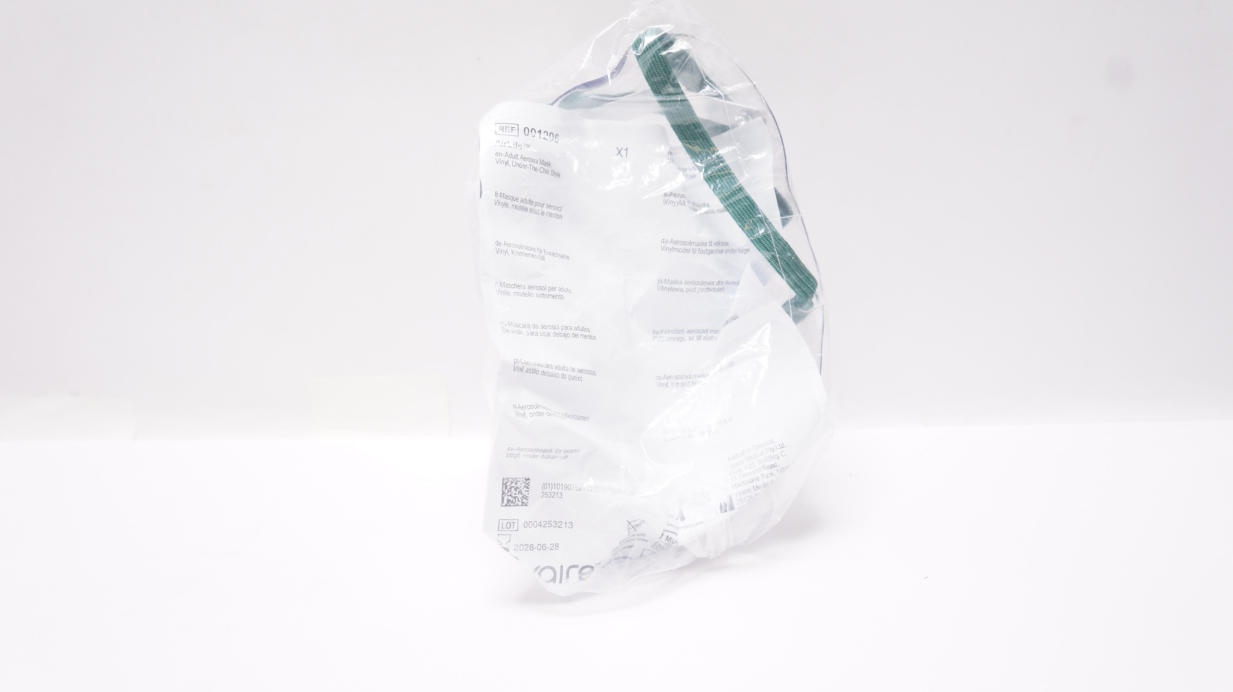 Vyaire 001206 AirLife Adult Aerosol Mask Vinyl Under-The-Chin Style