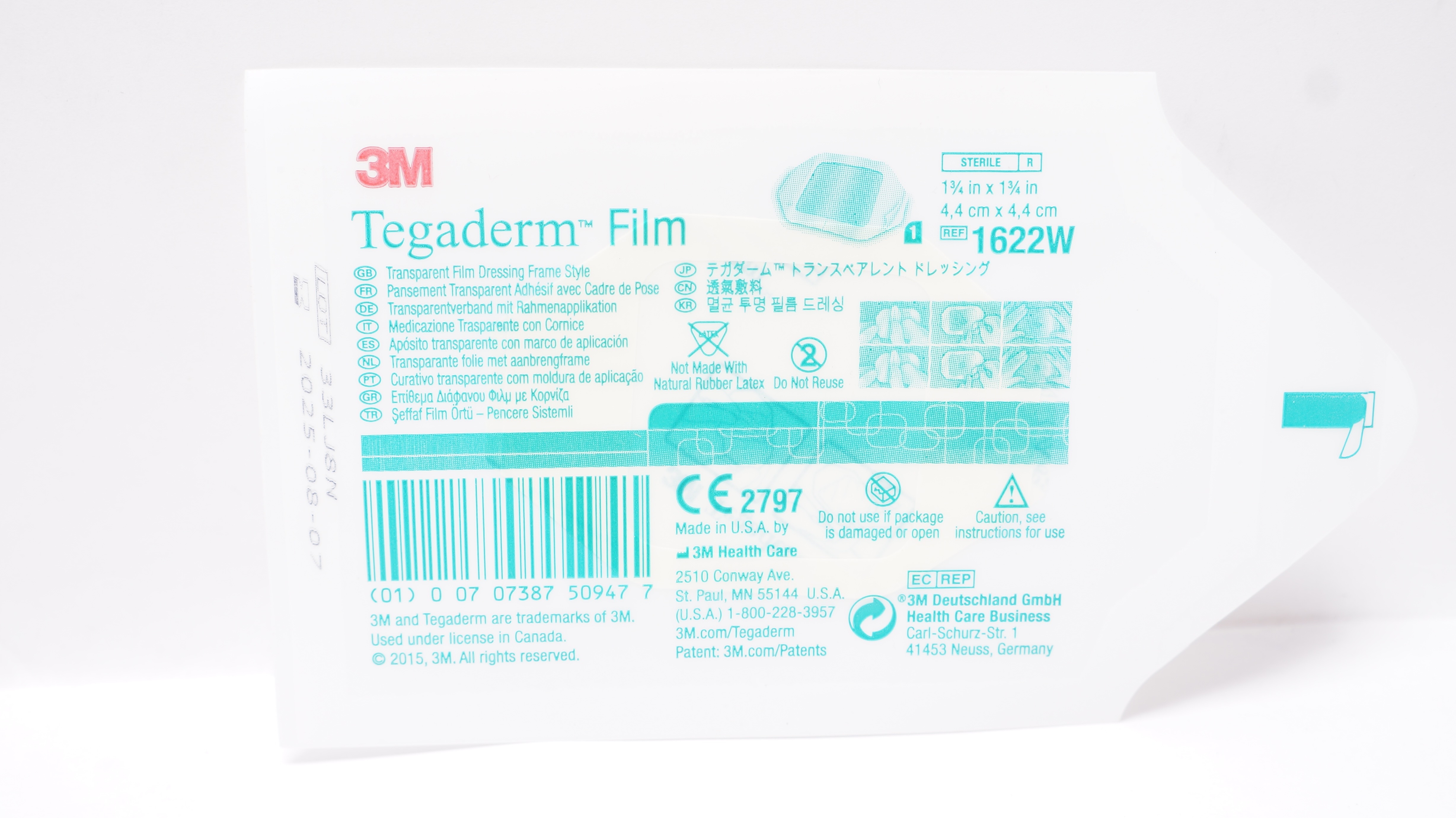 3M 1622W Tegaderm Transparent Film Dressing Frame Style 1-3/4inch x1-3/4inch