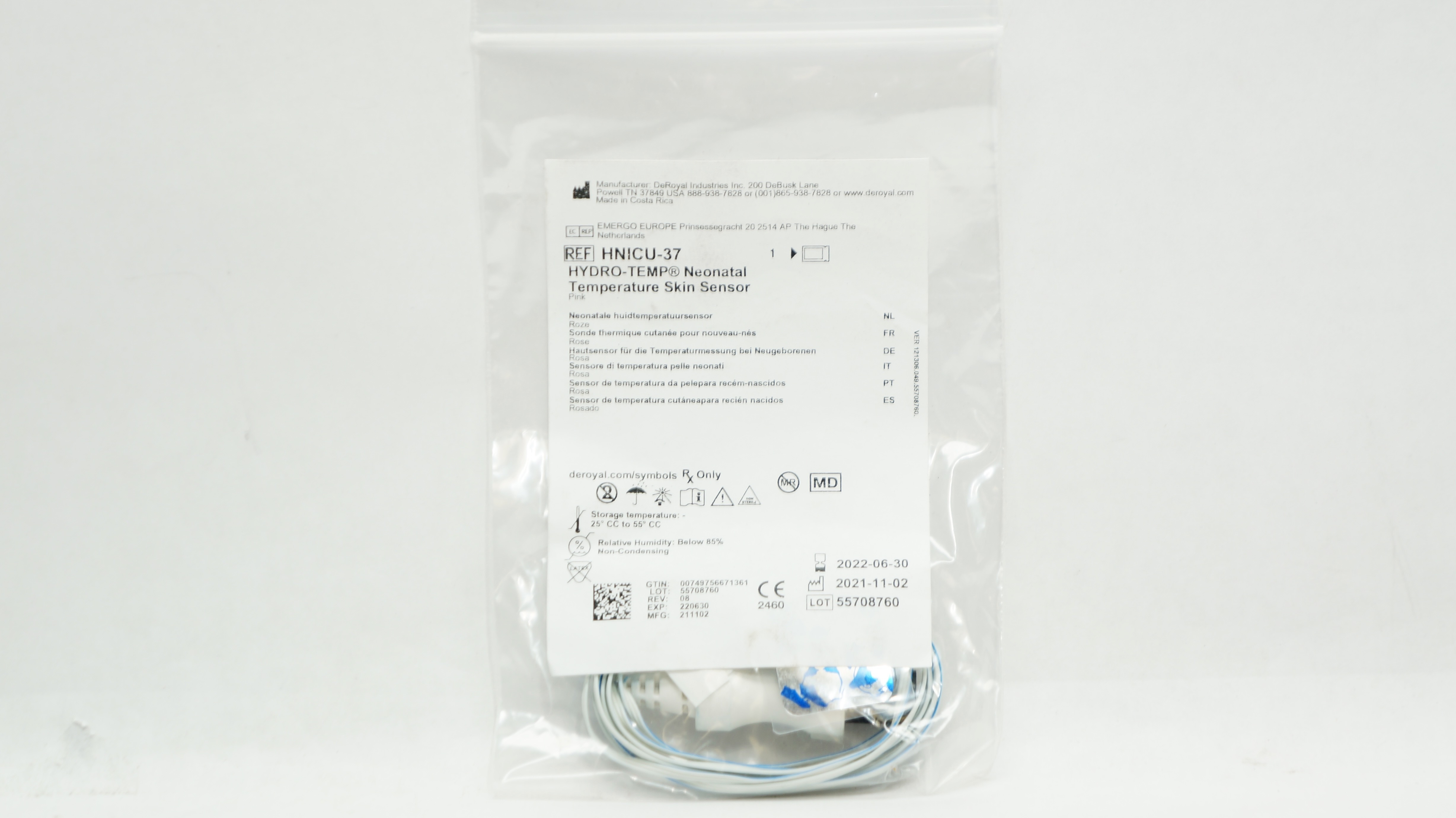 DeRoyal HNICU-37 Hydro-Temp Neonatal Temperature Skin Sensor (x)