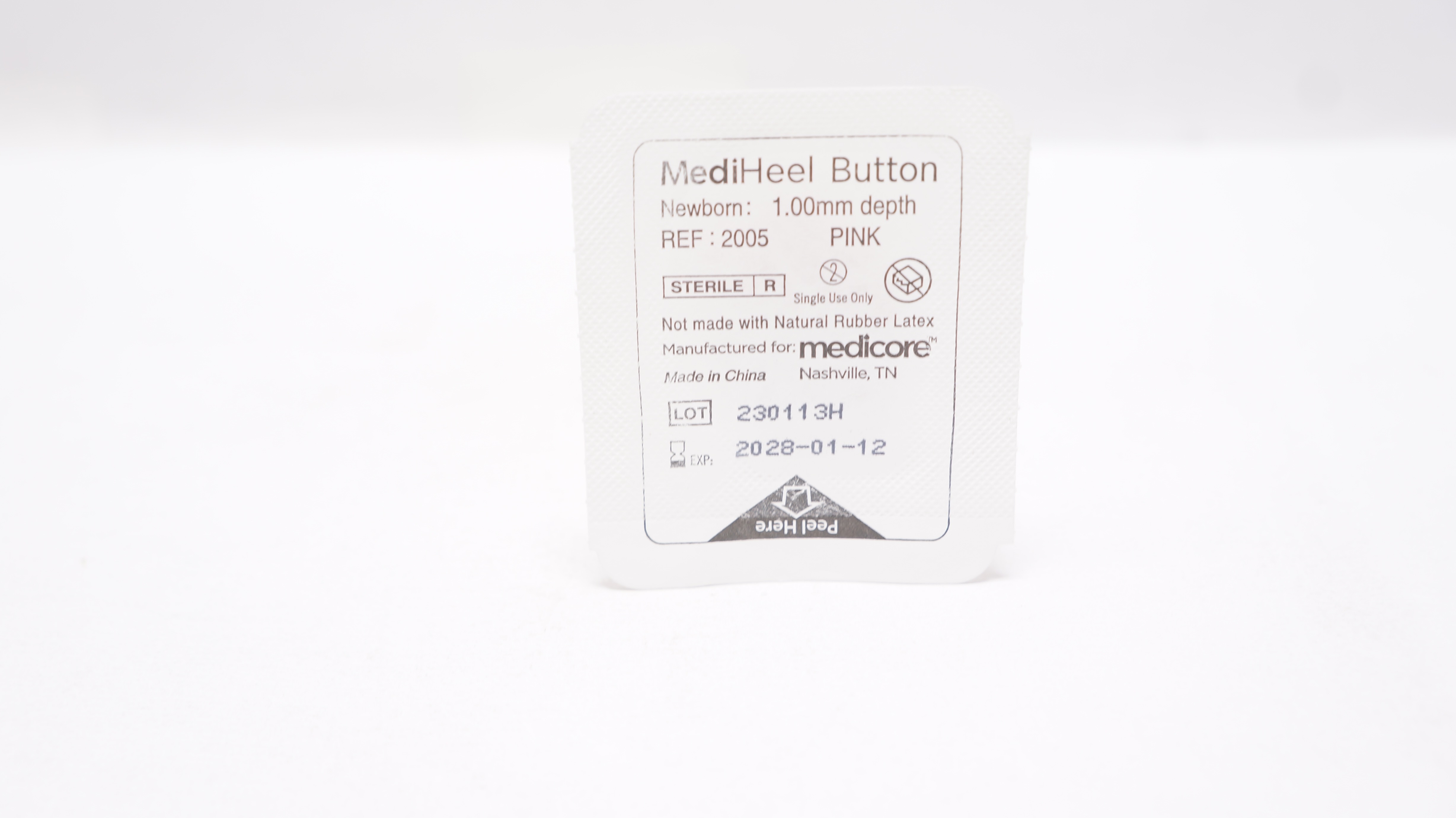 Medicore 2005 MediHeel Button, Newborn Pink, 1.00mm depth