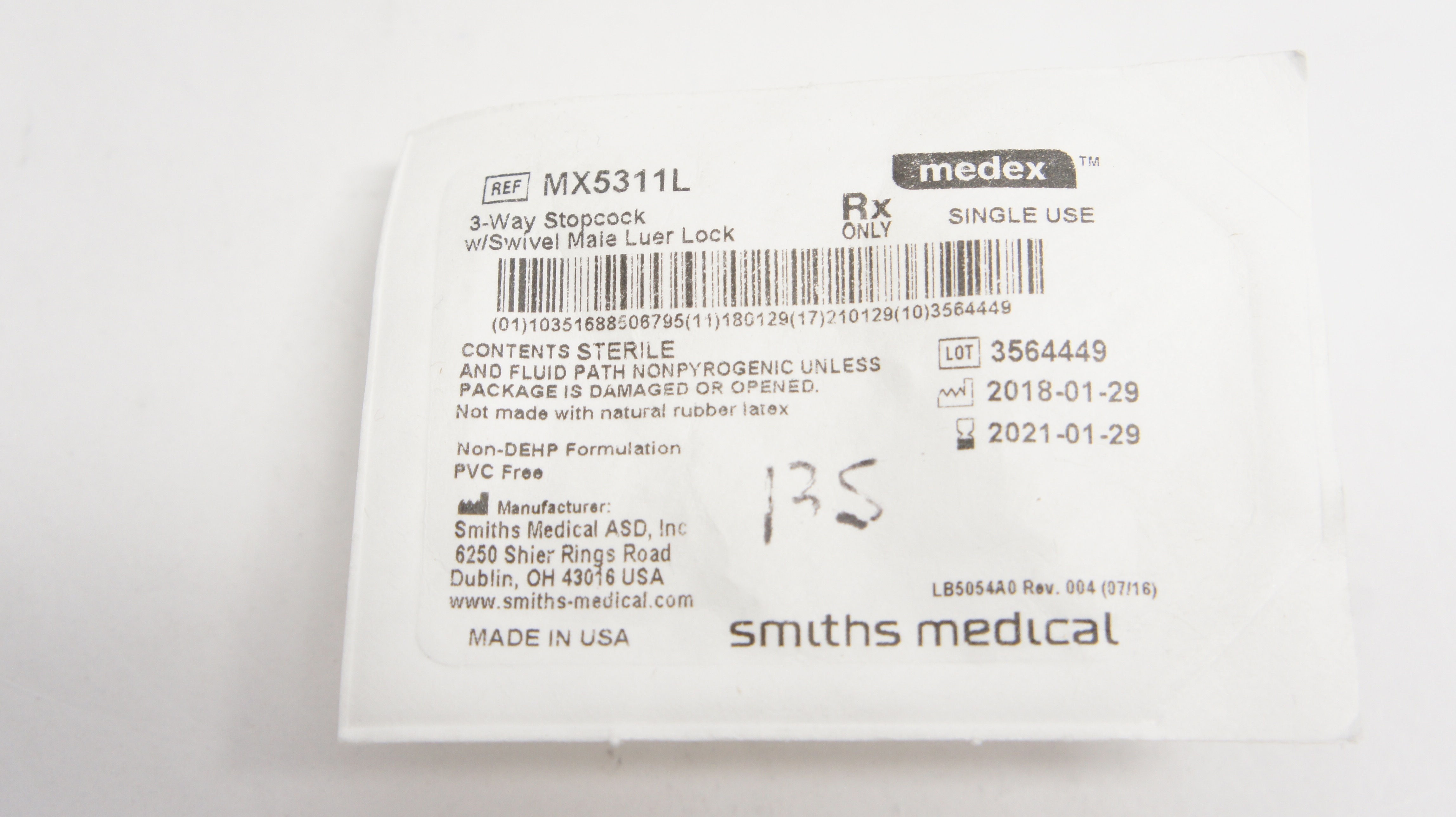 Smiths Medical MX5311L Medex 3-Way Stopcock w/Swivel Male Luer Lock (x)