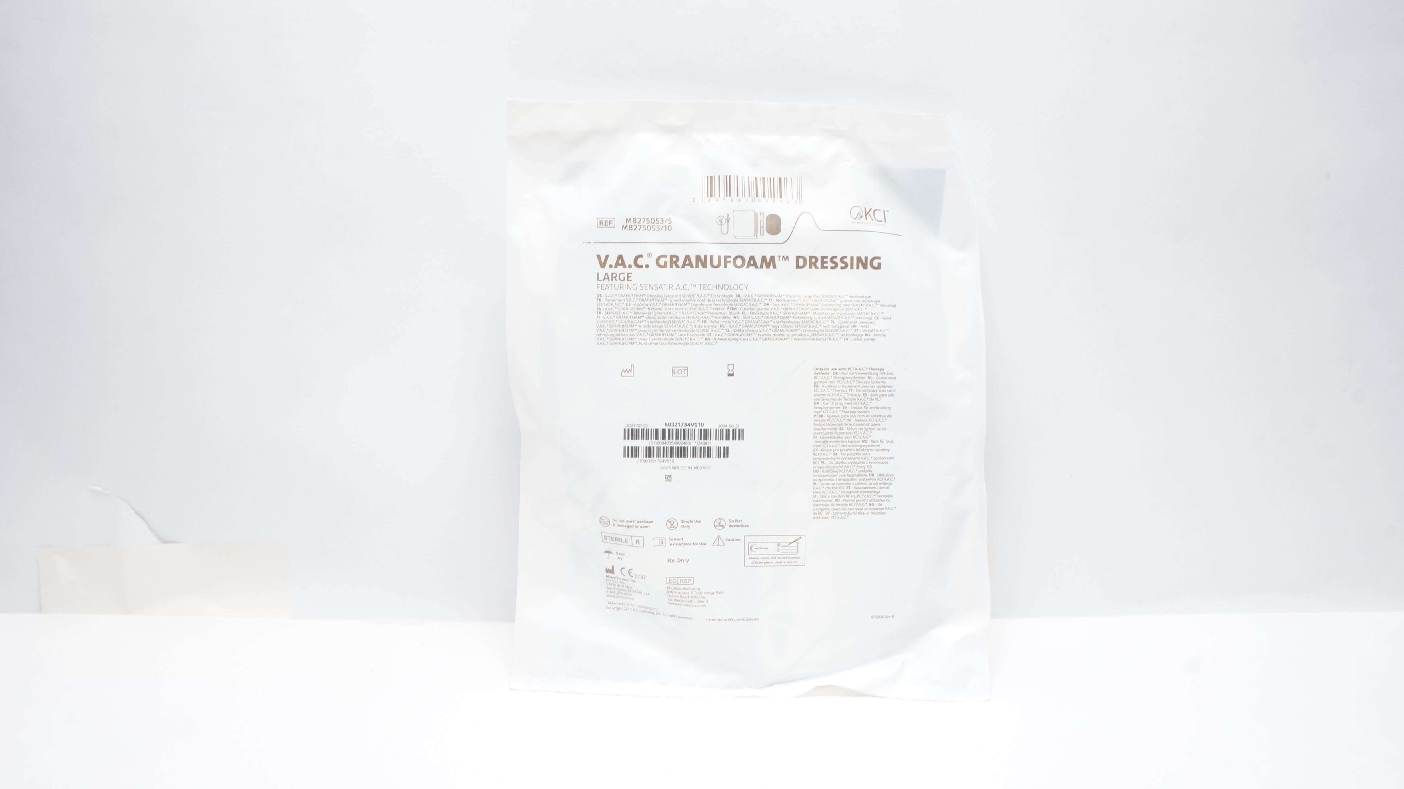 KCI M8275053/5 V.A.C. Granufoam Dressing Featuring SENSAT.R.A.C. Technology (x)