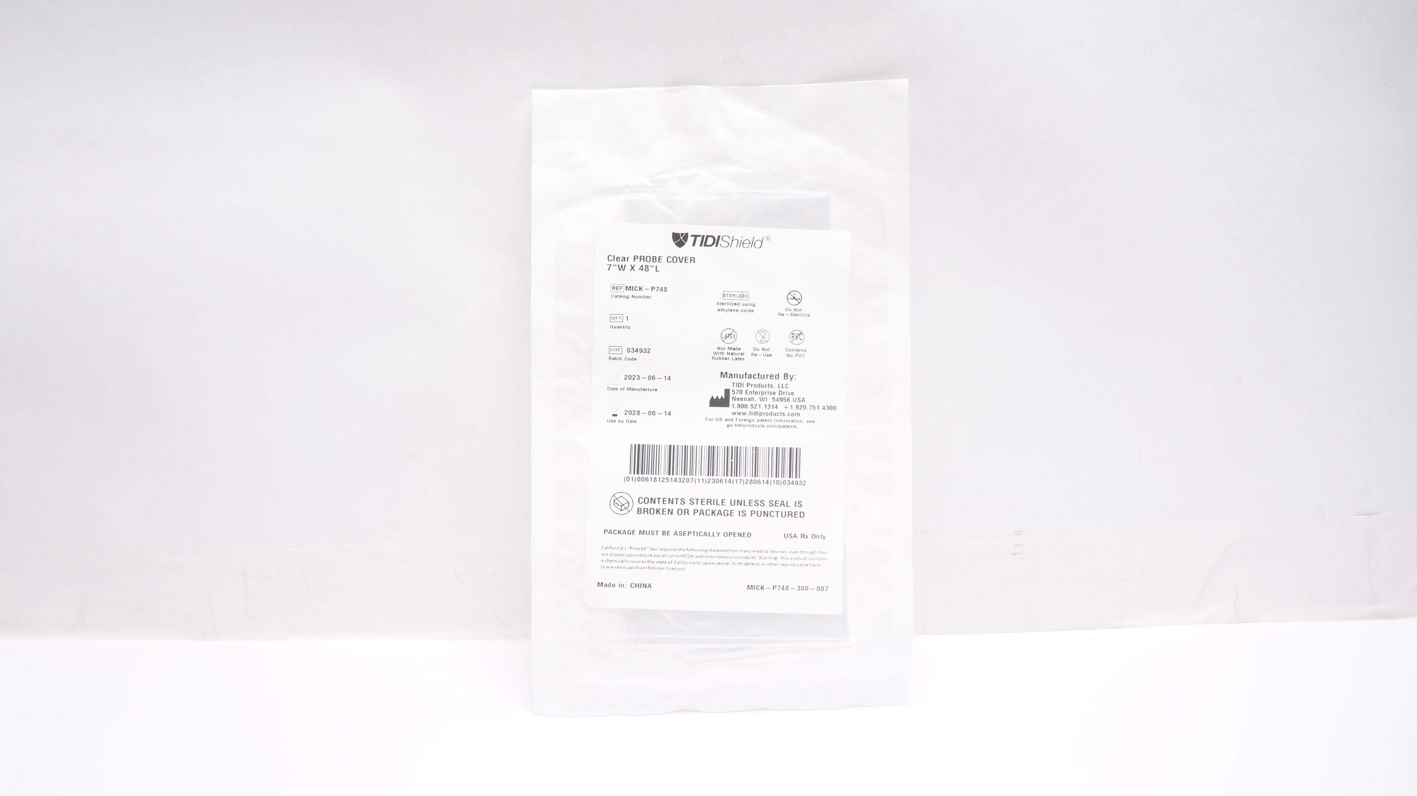 Tidi Products MICK-P748 TidiShiled Clear Probe Cover 7In W x 48In L